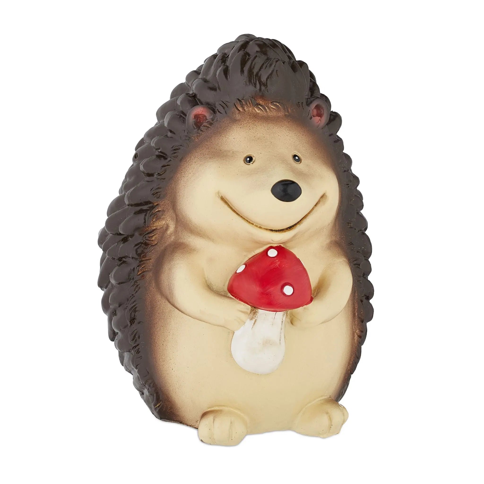 Gartenfigur Igel Beige-Braun-Rot von Relaxdays