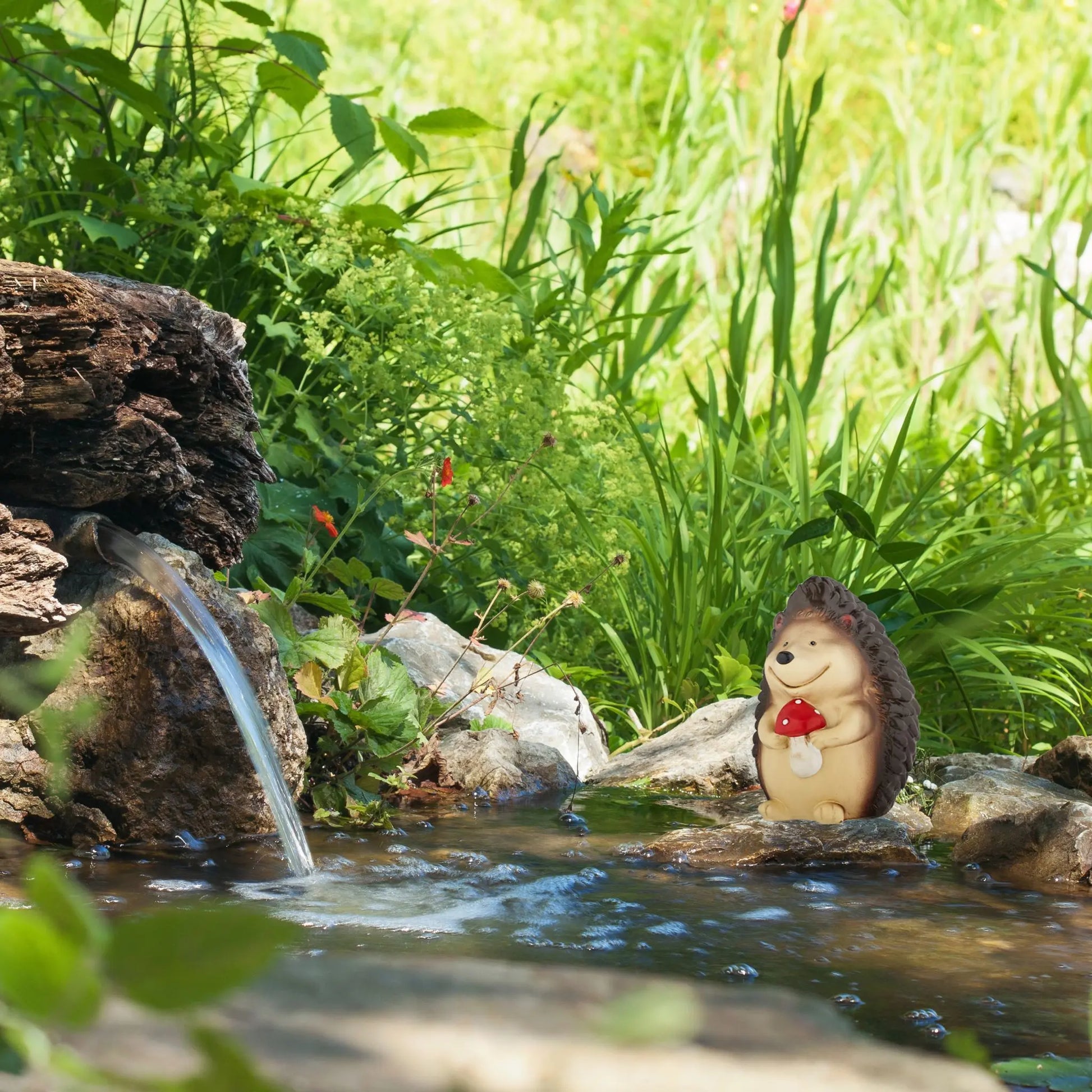 Gartenfigur Igel Beige-Braun-Rot von Relaxdays