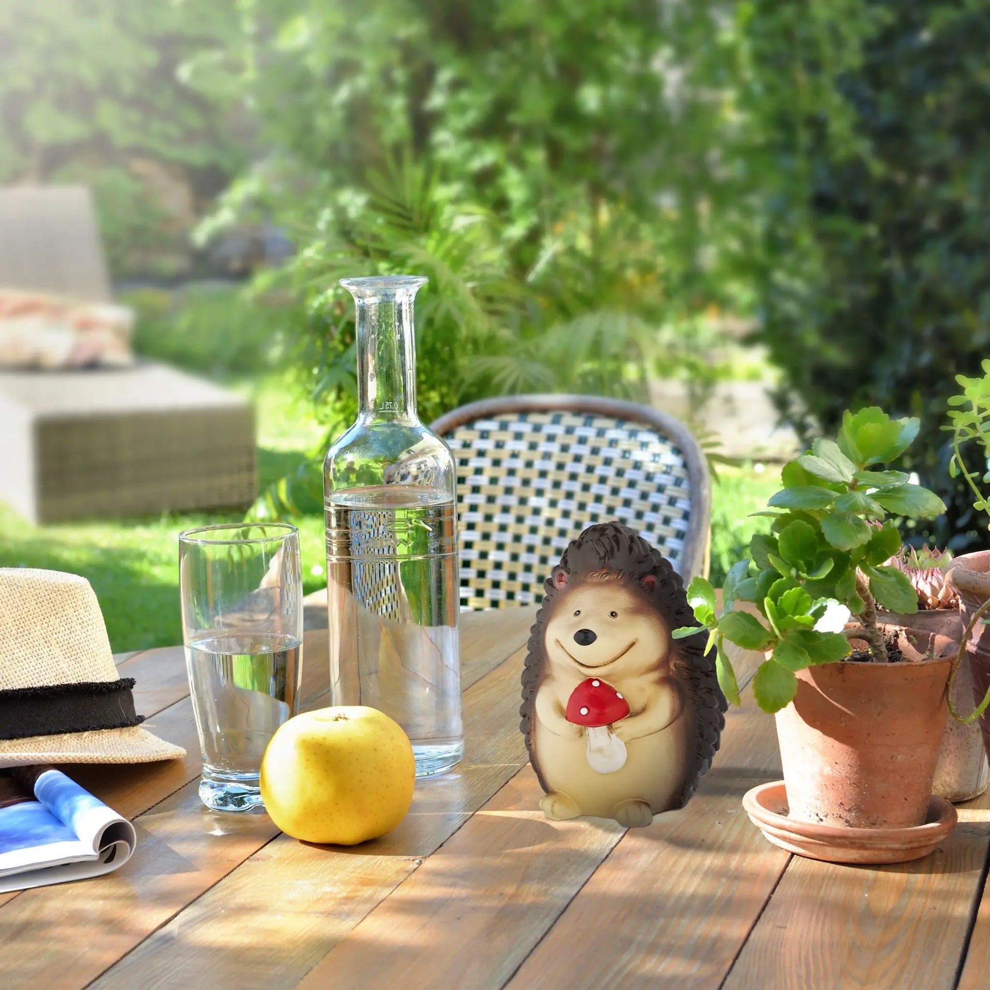 Gartenfigur Igel Beige-Braun-Rot von Relaxdays