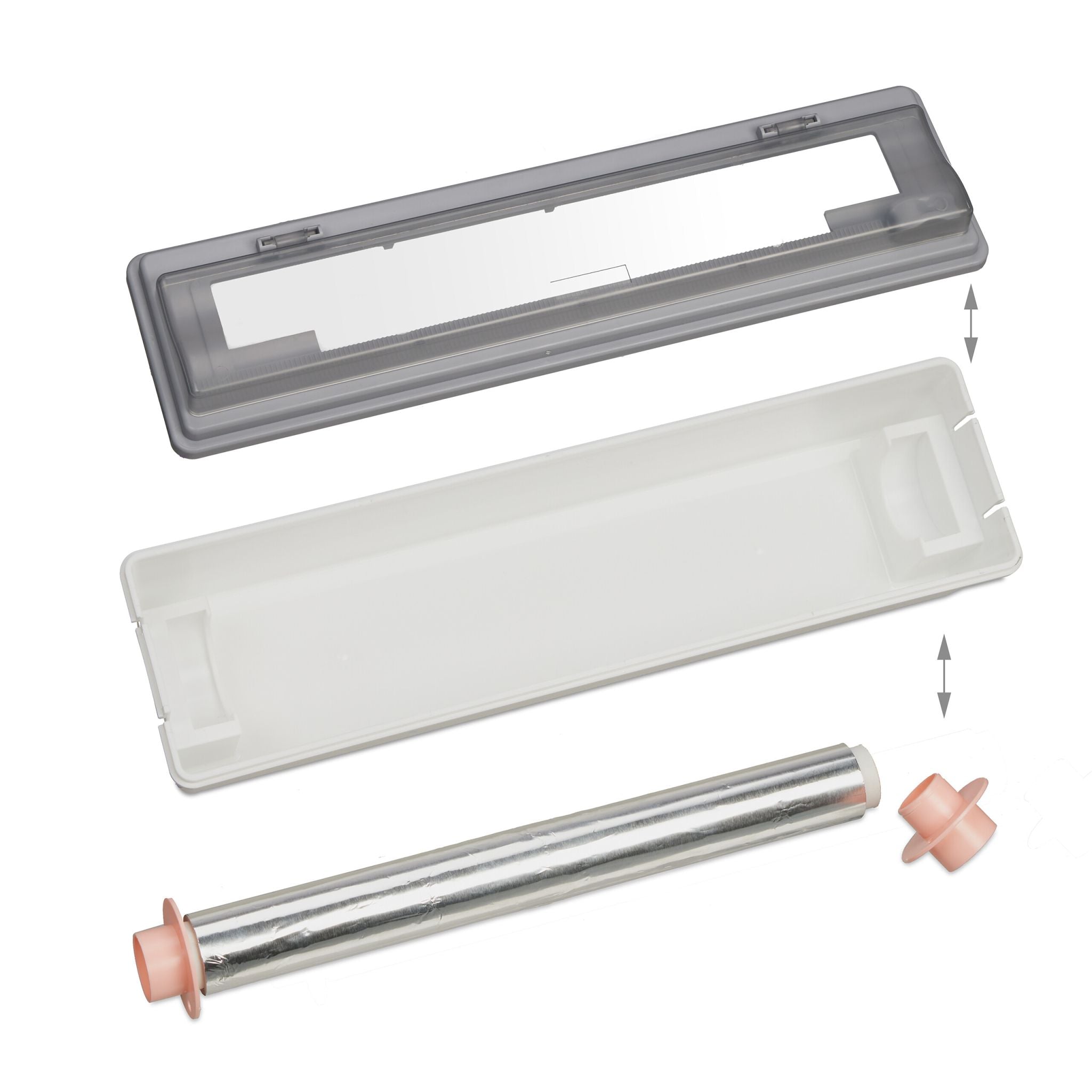 Folienschneider Küche Weiss-Transparent-Grau von Relaxdays