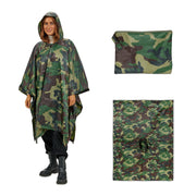 Regenponcho Mehrzweck 3 in 1 Tarn Braun-Dunkelgrün-Schwarz von Relaxdays