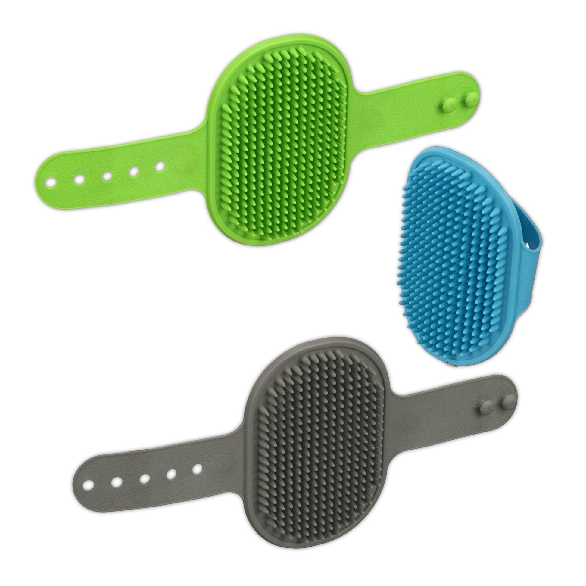 Massagebürste Hund & Katze 3er-Set Blau-Grün-Grau von Relaxdays