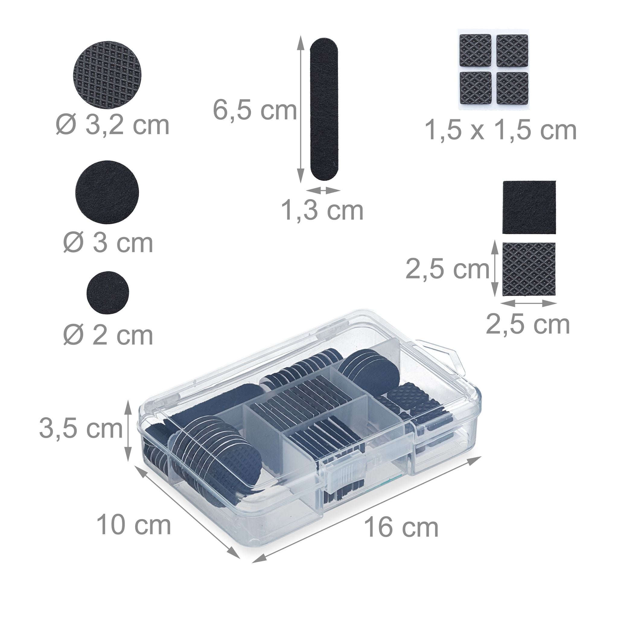 Möbelgleiter Filz & EVA 136er Pack Schwarz von Relaxdays