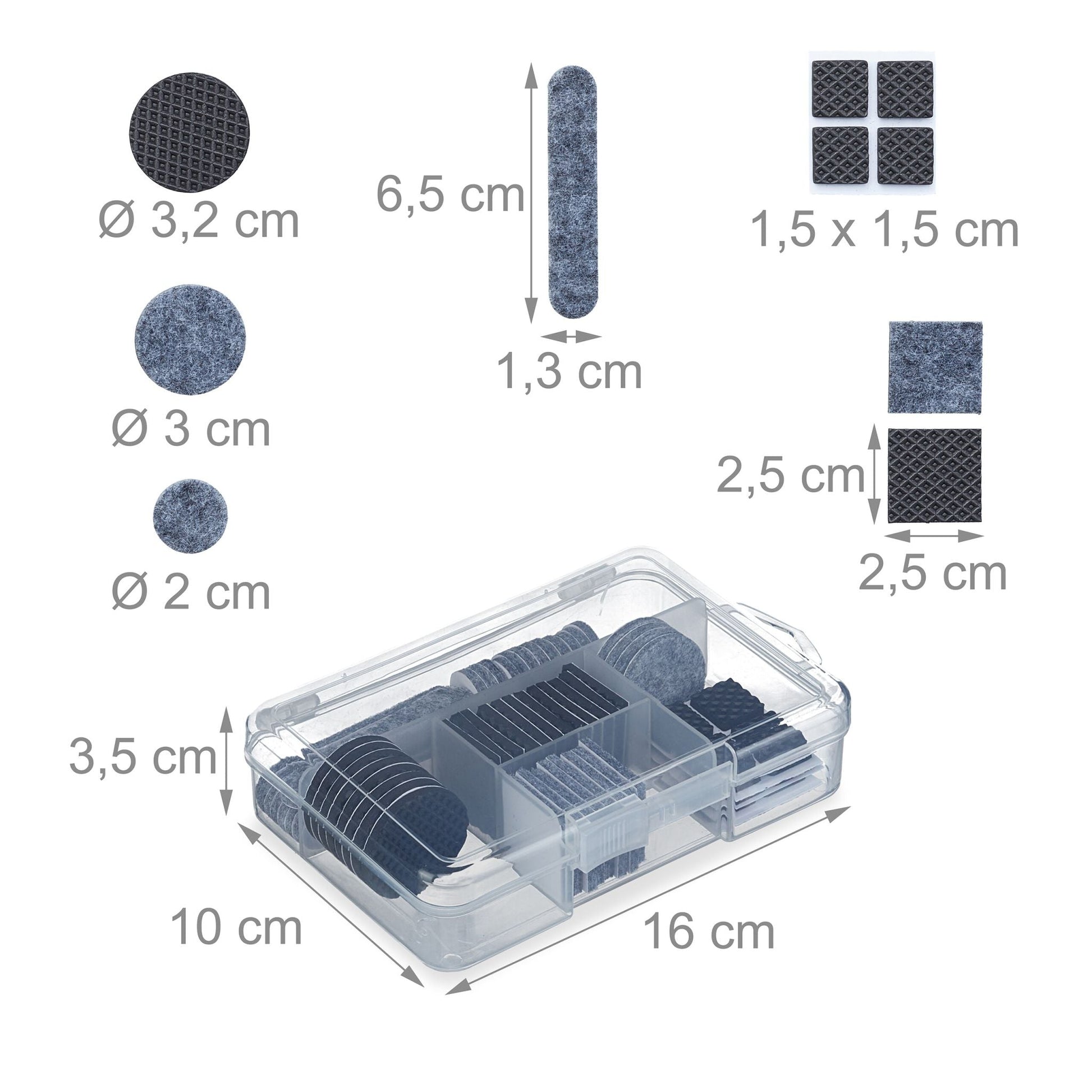 Möbelgleiter Filz & EVA 136er Pack Schwarz-Grau von Relaxdays