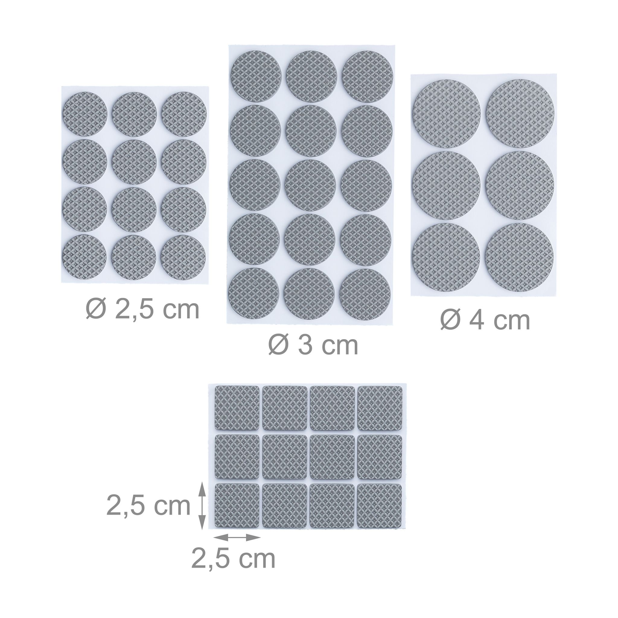 Antirutsch Pads für Möbel 189er Pack Grau