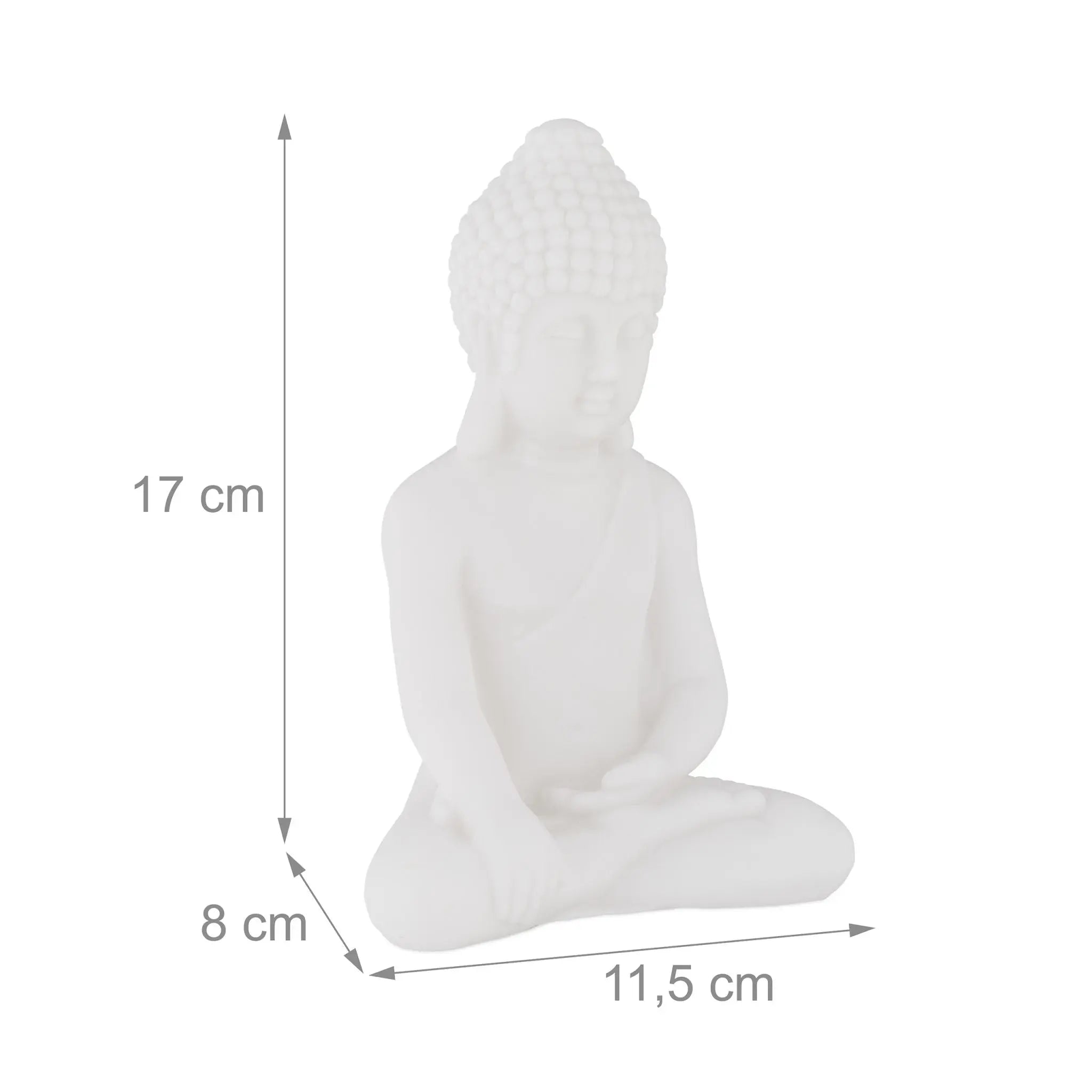 Buddha Figur 17cm Weiss von Relaxdays