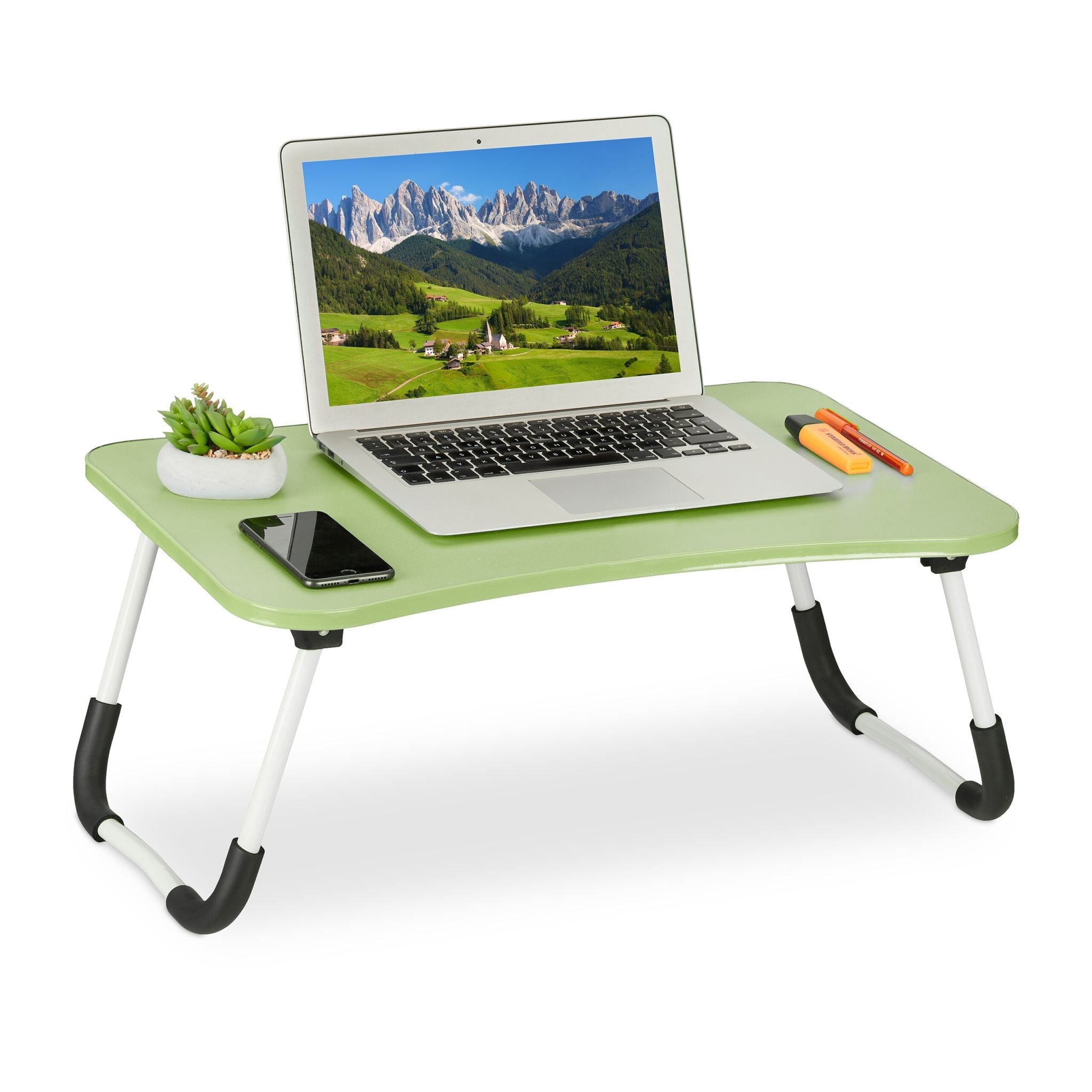 Laptoptisch Weiss-Grün-Schwarz von Relaxdays