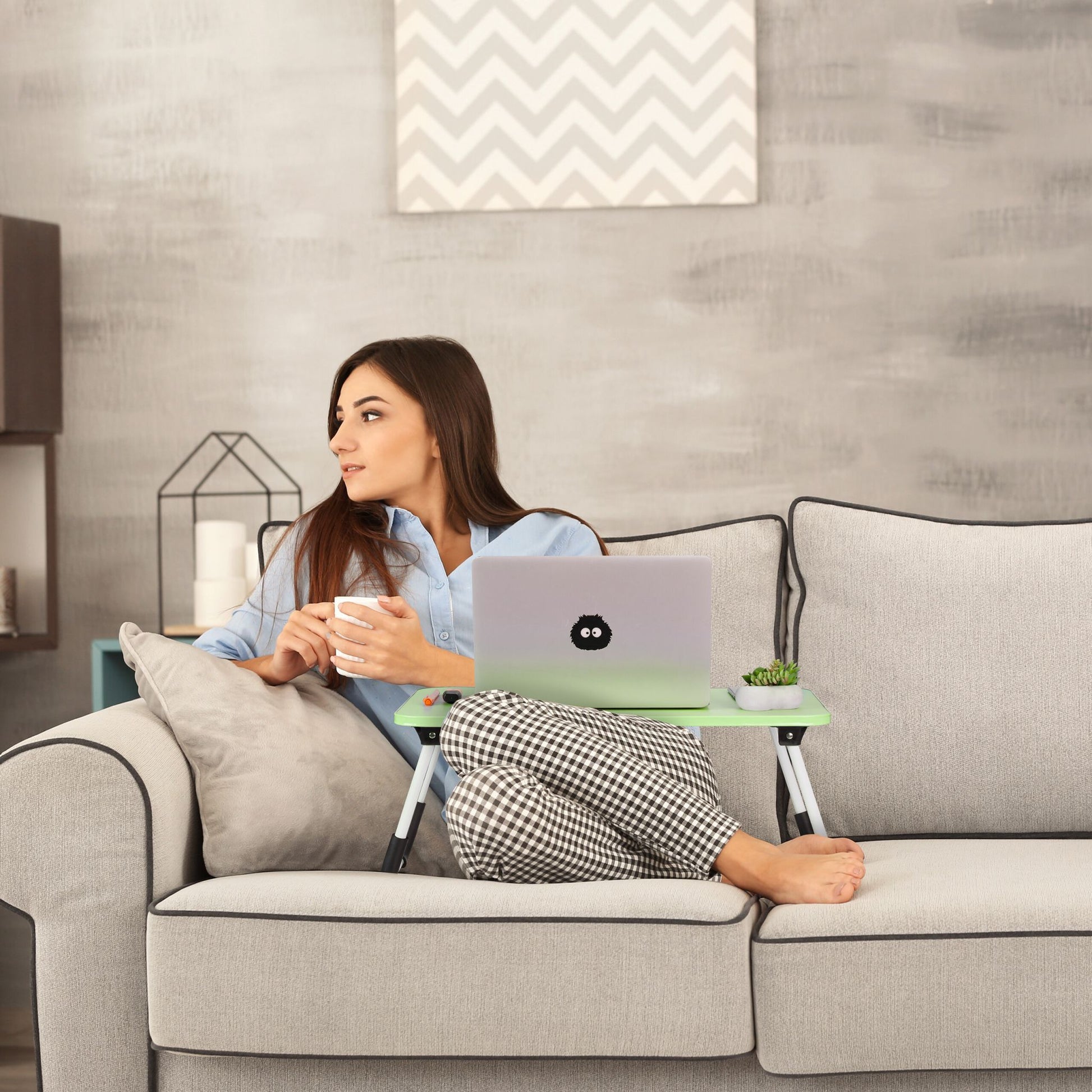 Laptoptisch Weiss-Grün-Schwarz von Relaxdays