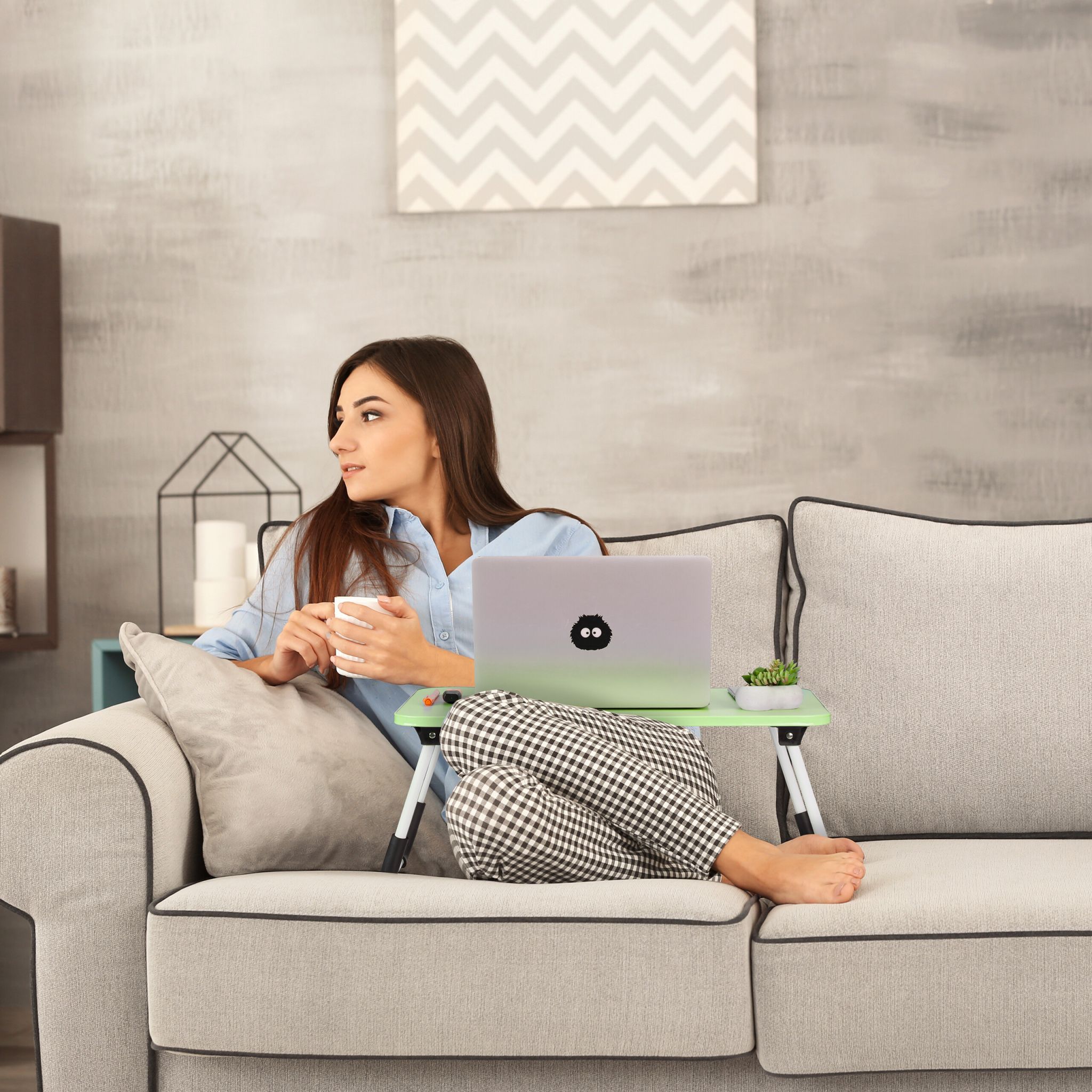 Laptoptisch Weiss-Grün-Schwarz von Relaxdays