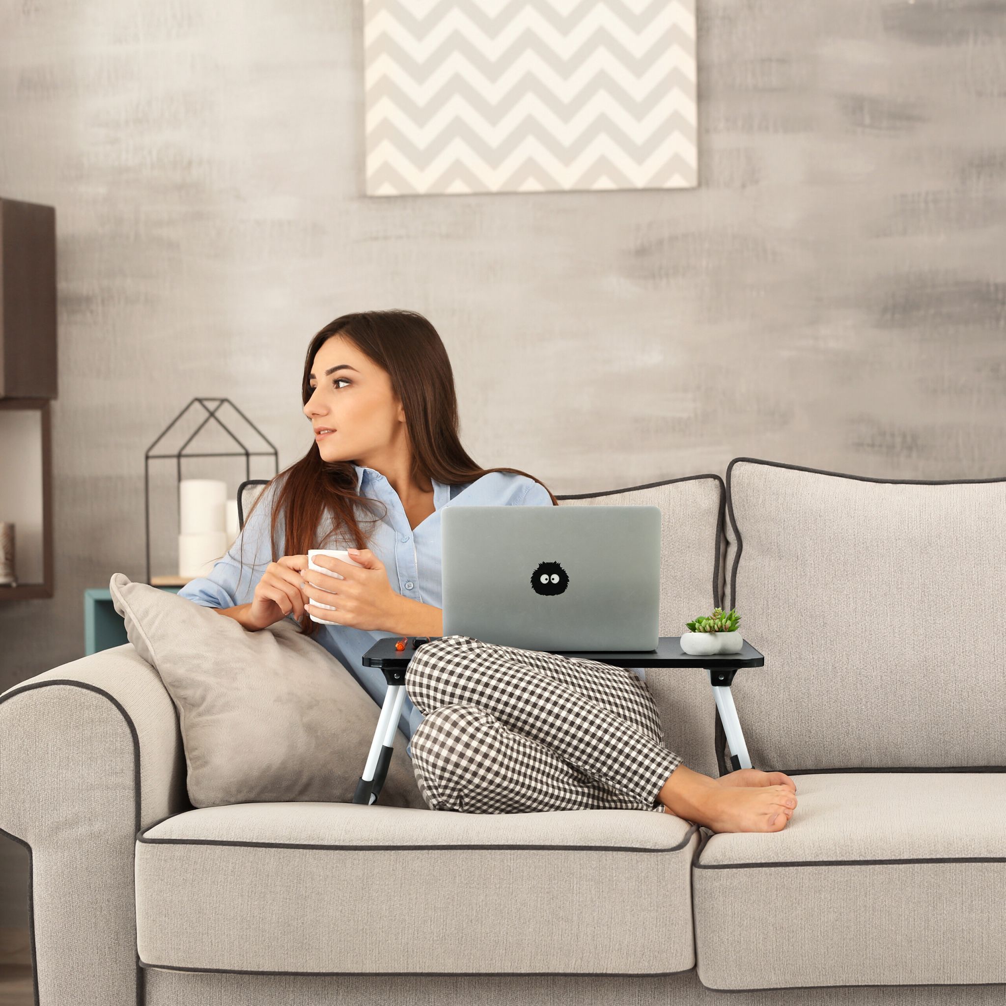 Laptoptisch Weiss-Schwarz von Relaxdays