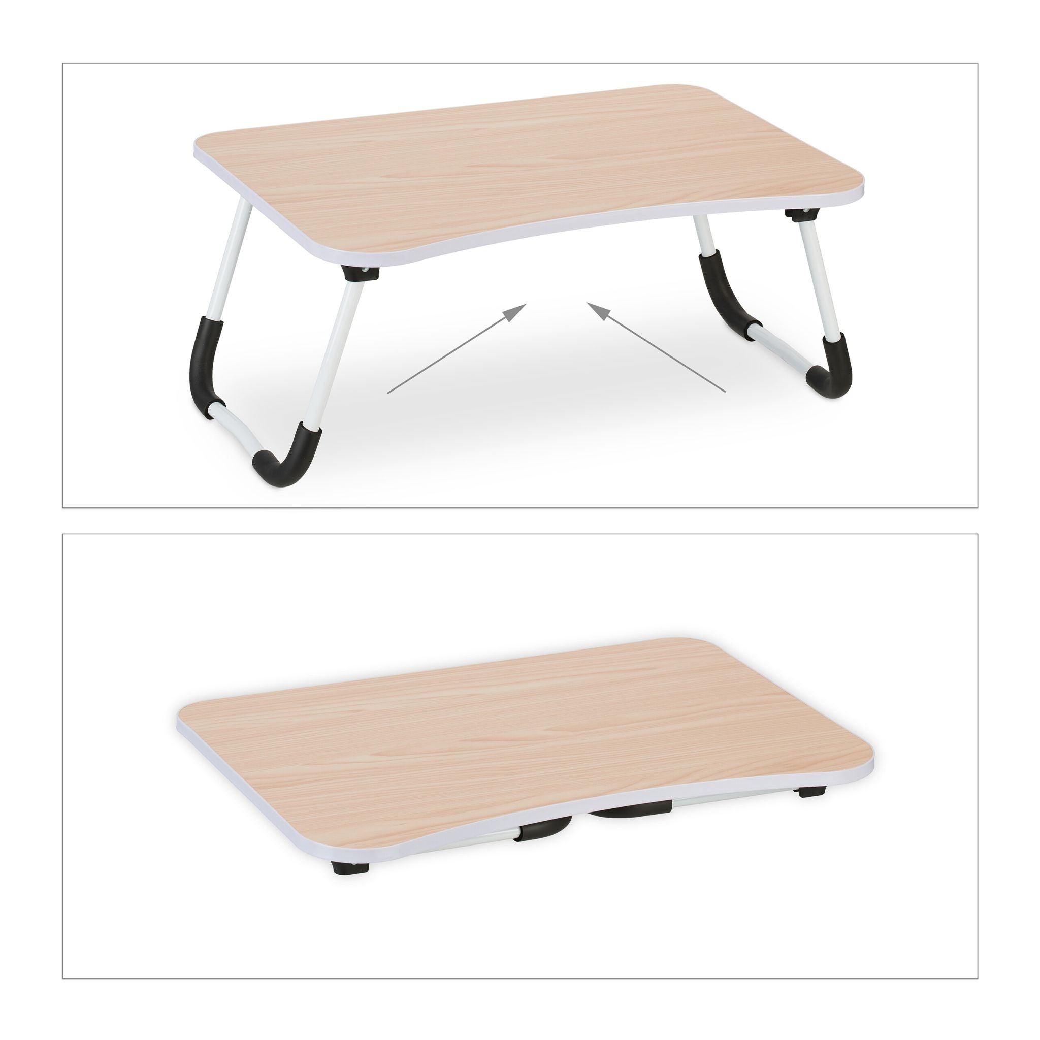 Laptoptisch in Holzoptik Weiss-Hellbraun-Schwarz von Relaxdays