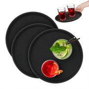 Rundes Gastro Serviertablett 3er-Set Schwarz von Relaxdays