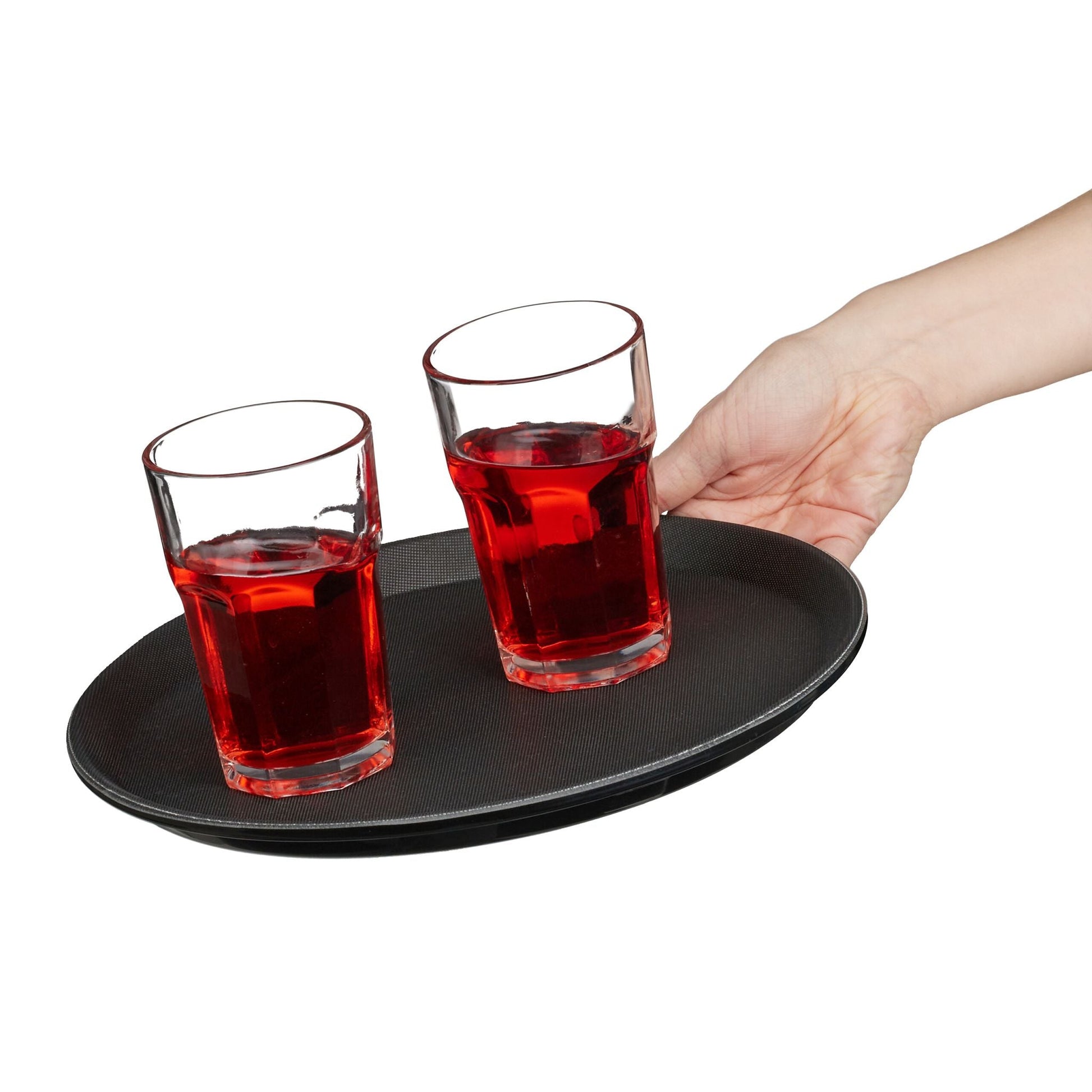 Rundes Gastro Serviertablett 3er-Set Schwarz von Relaxdays
