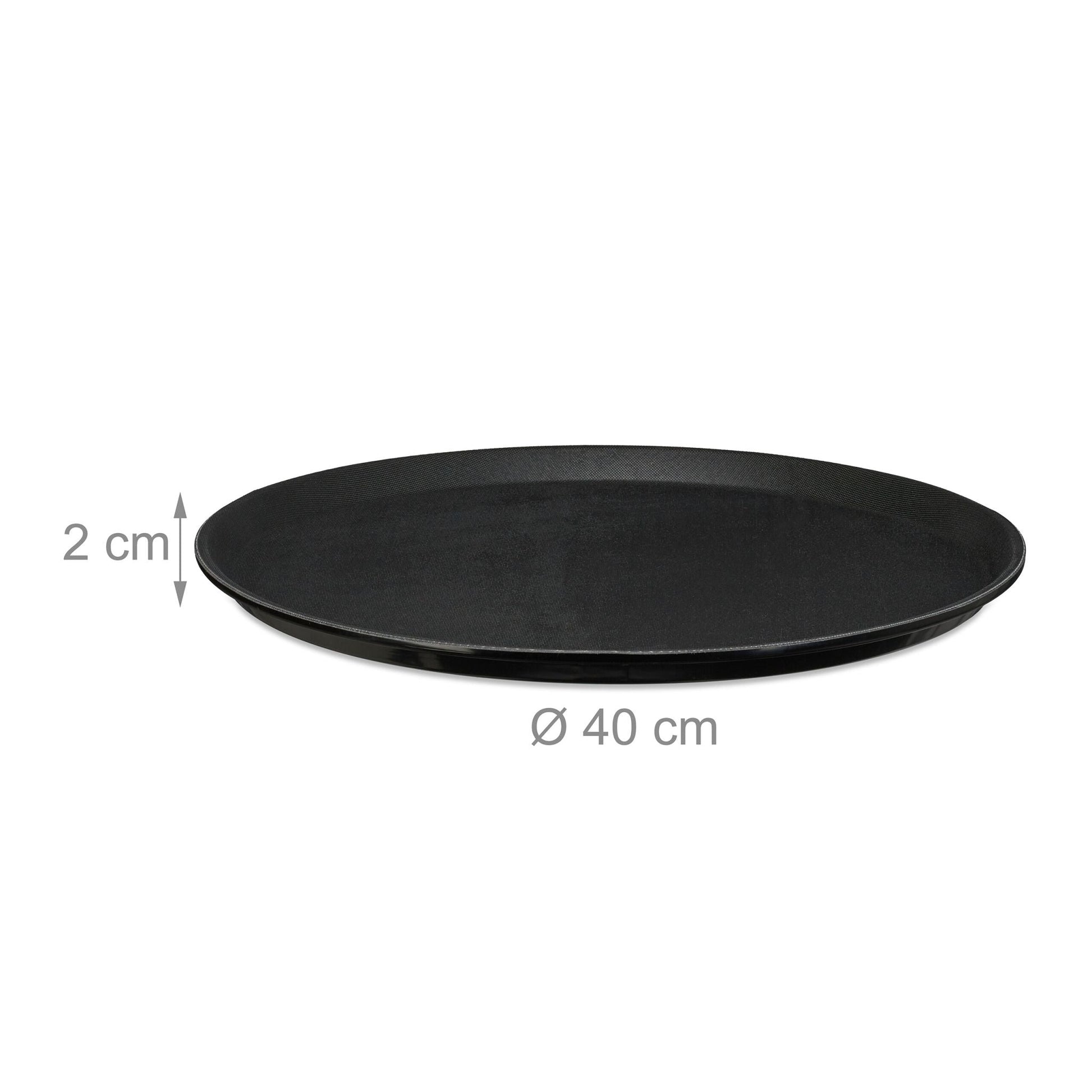 Rundes Gastro Serviertablett 2er-Set Schwarz von Relaxdays