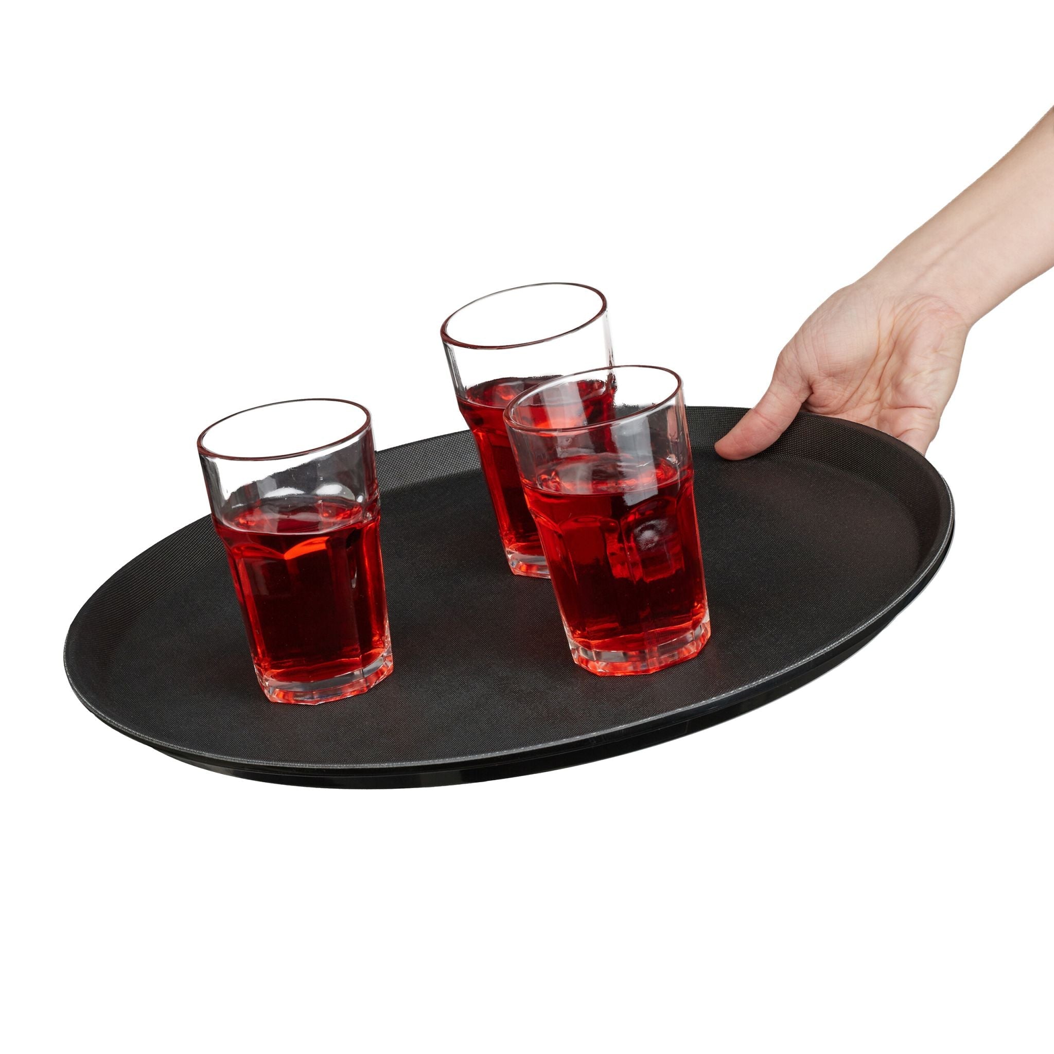 Rundes Gastro Serviertablett 2er-Set Schwarz von Relaxdays