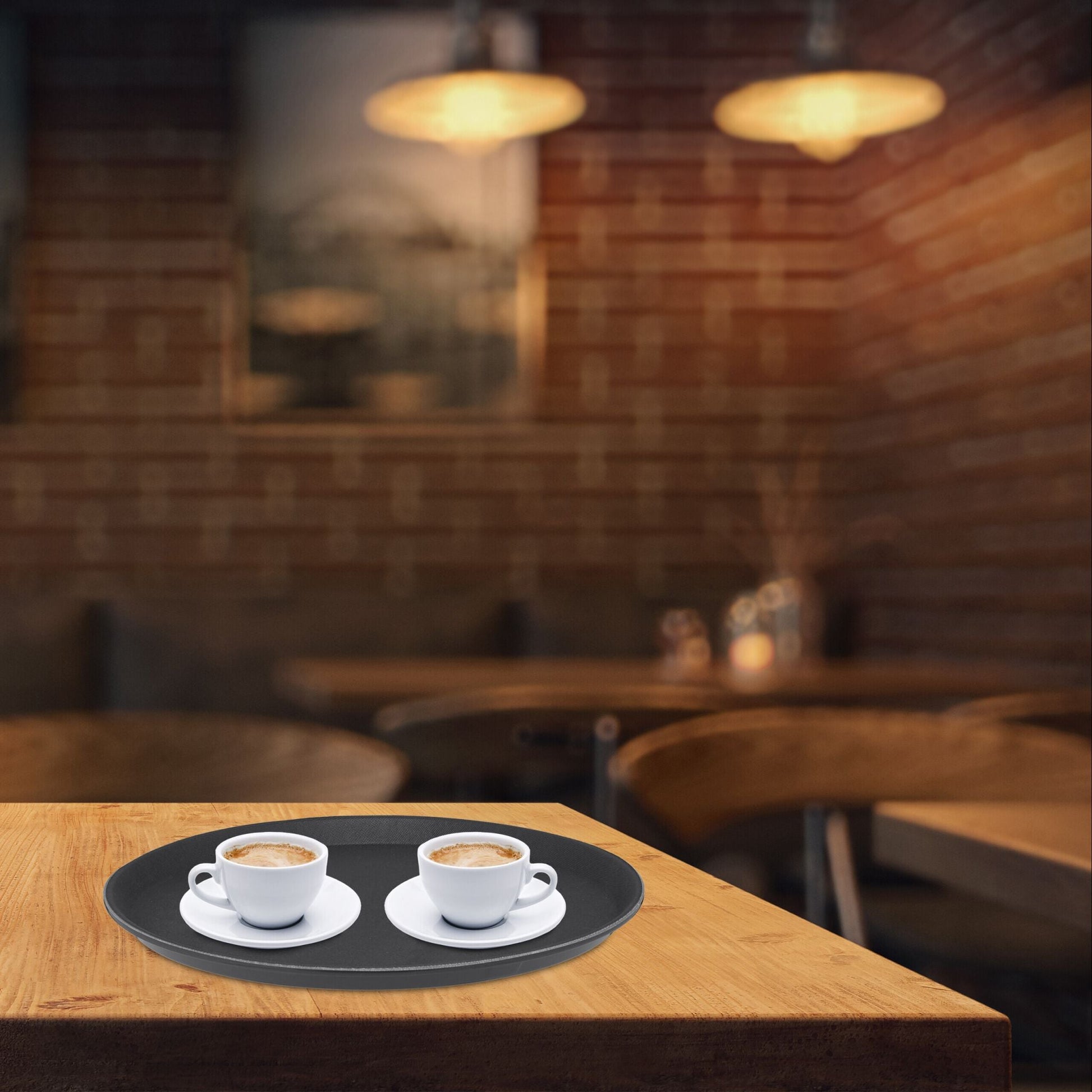 Rundes Gastro Serviertablett 3er-Set Schwarz von Relaxdays