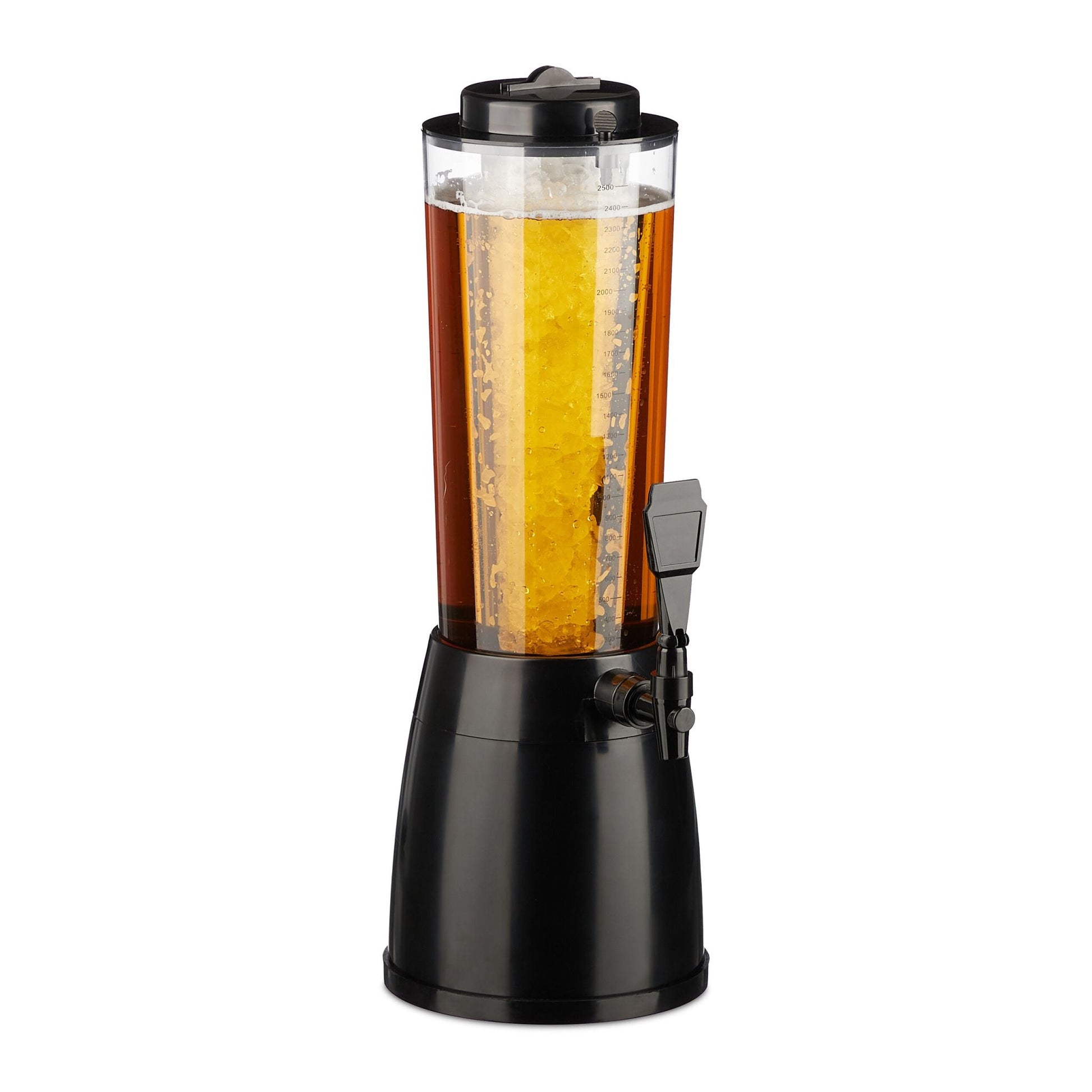 Biersäule mit Zapfhahn 2.5L Schwarz-Transparent von Relaxdays