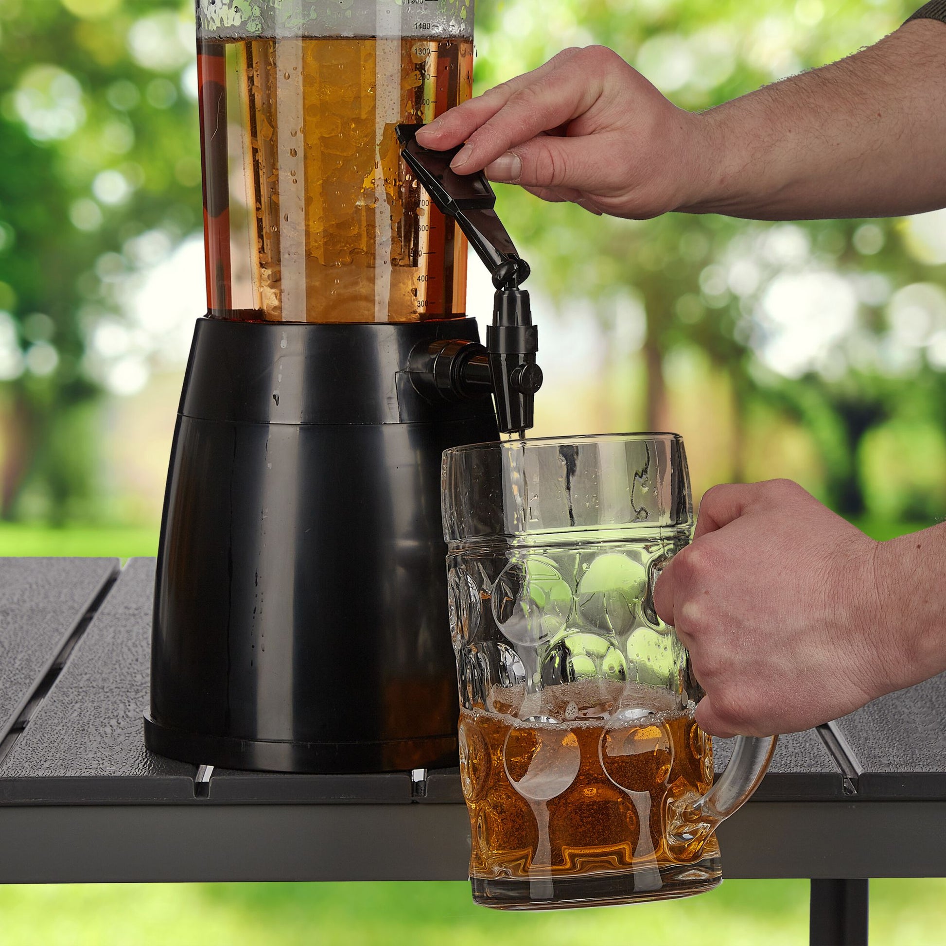 Biersäule mit Zapfhahn 2.5L Schwarz-Transparent von Relaxdays