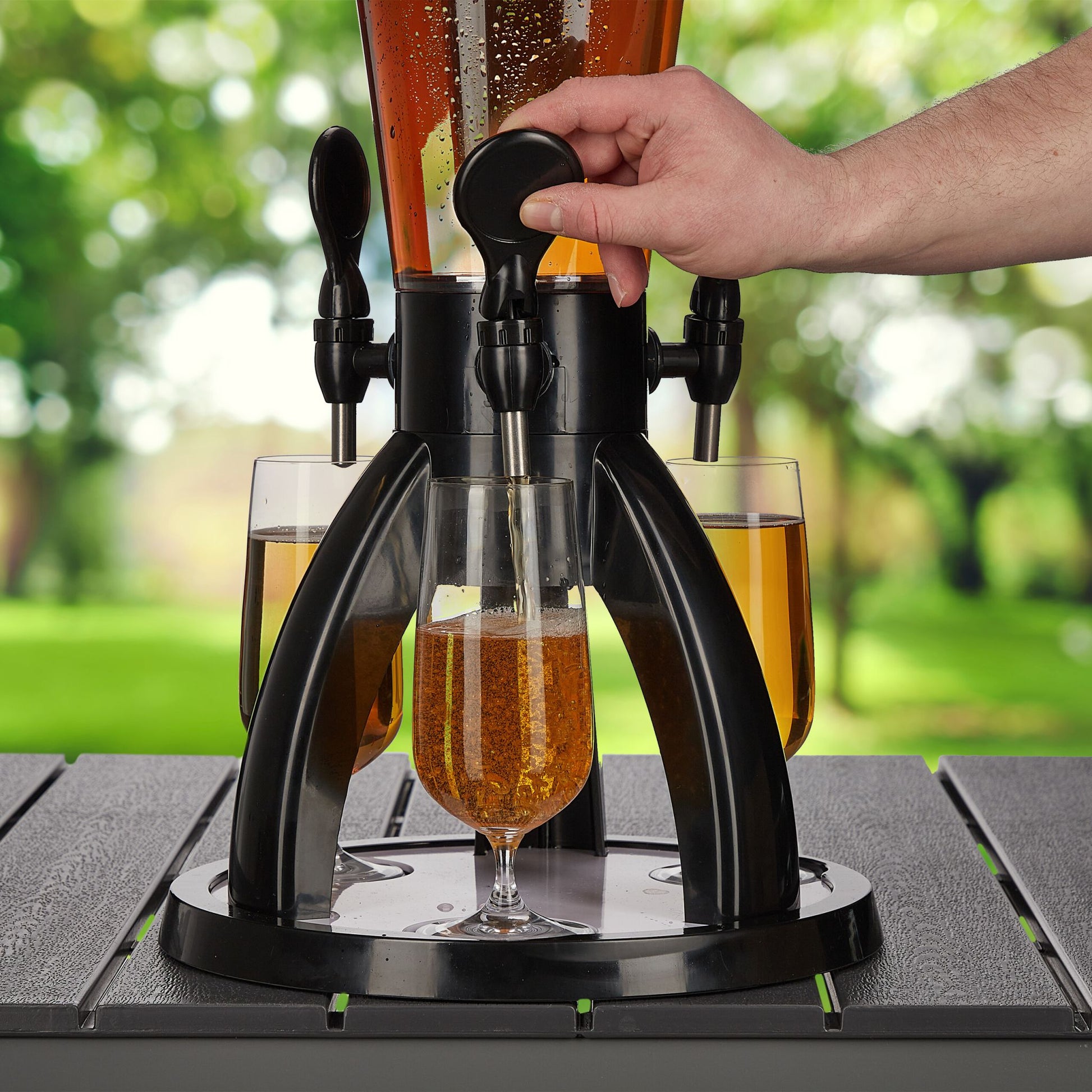 Biersäule mit 3 Zapfhähnen 4L Weiss-Schwarz-Transparent von Relaxdays