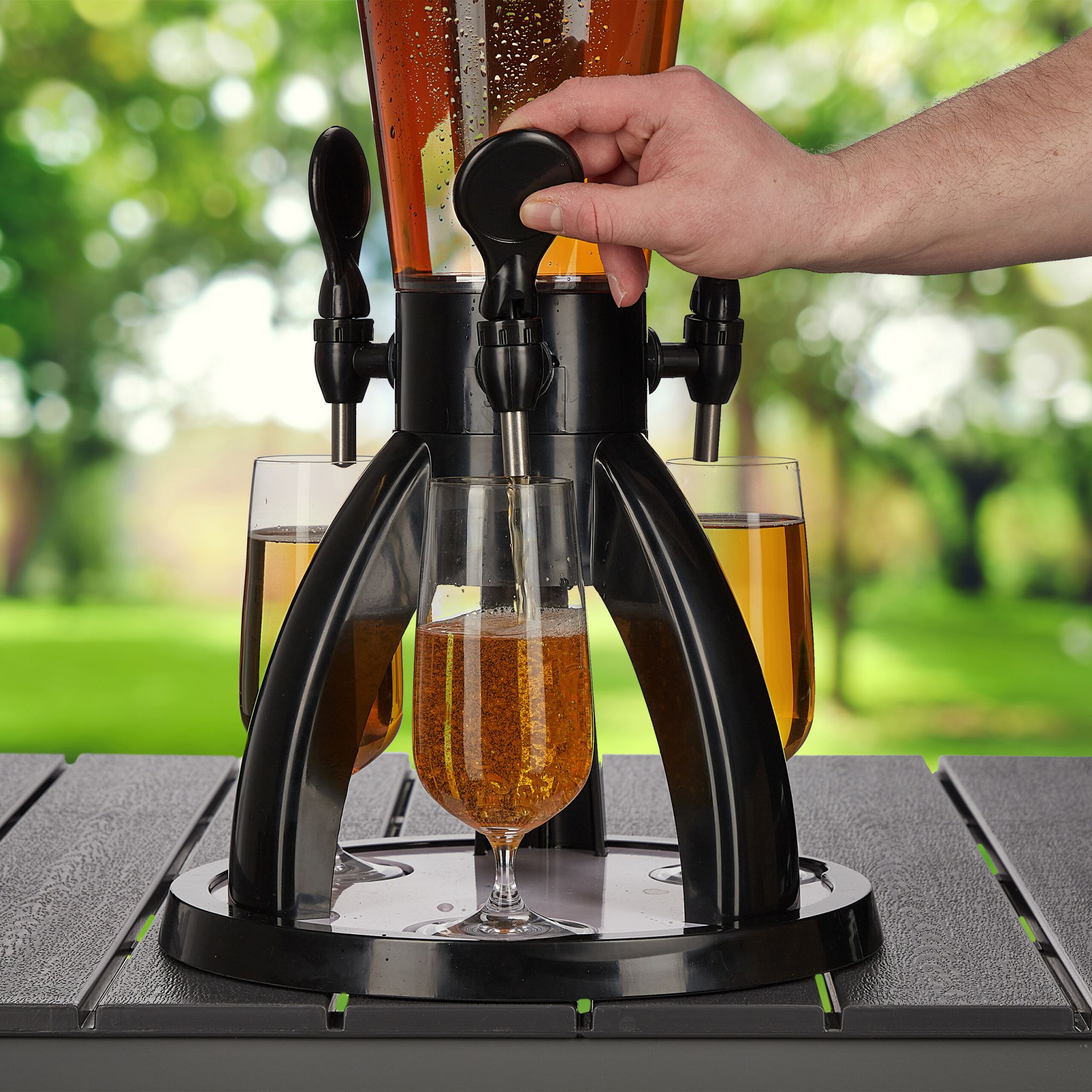 Biersäule mit 3 Zapfhähnen 4L Weiss-Schwarz-Transparent von guteszeug.ch