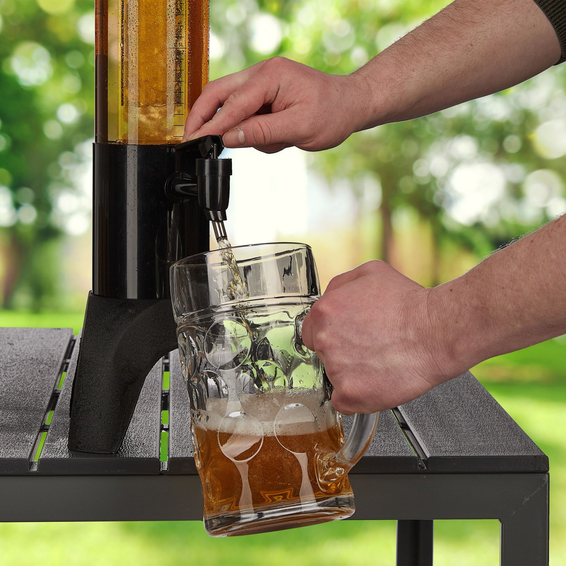 Biersäule mit Zapfhahn 2.5L Schwarz-Transparent von Relaxdays
