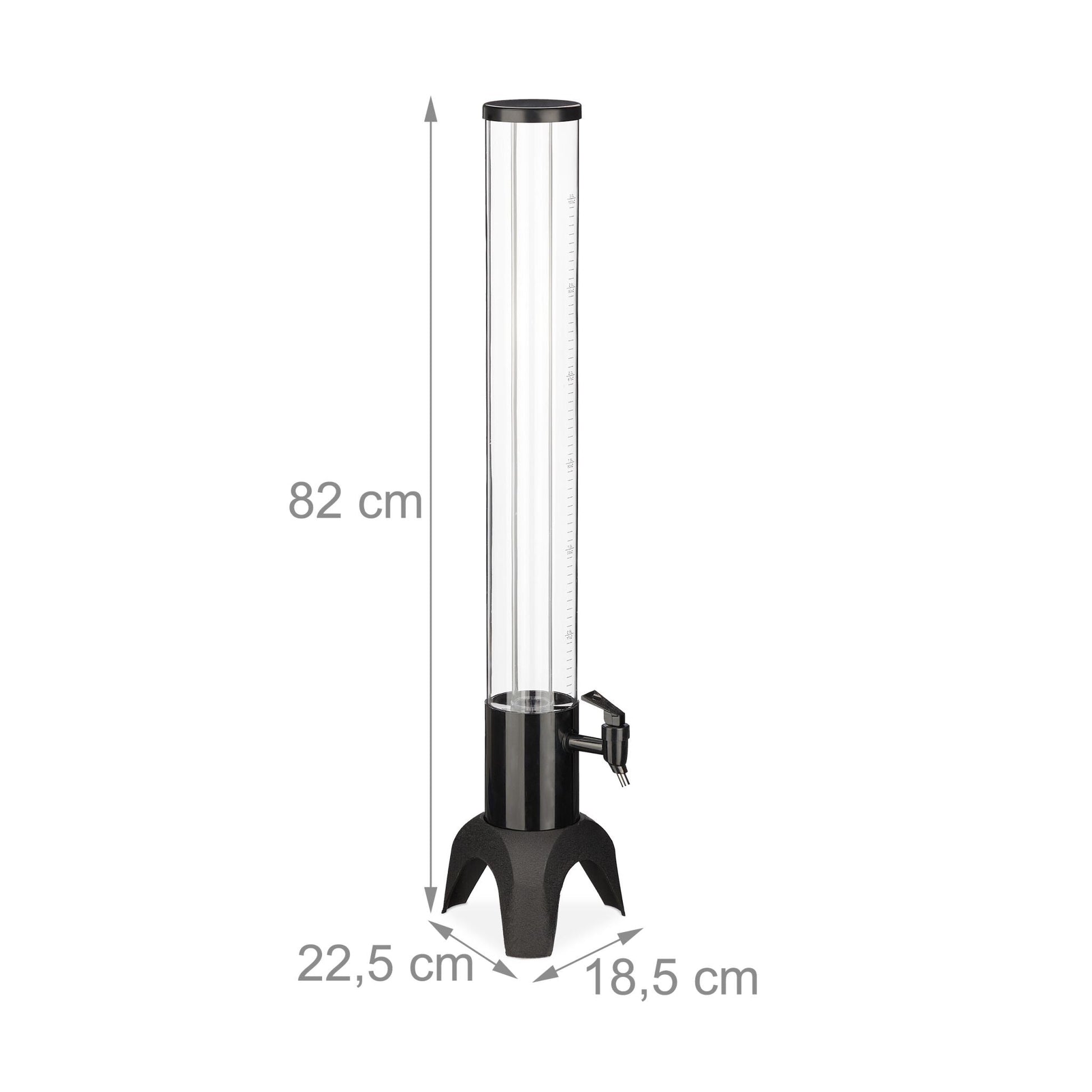 Biersäule mit Zapfhahn 2.5L Schwarz-Transparent von Relaxdays