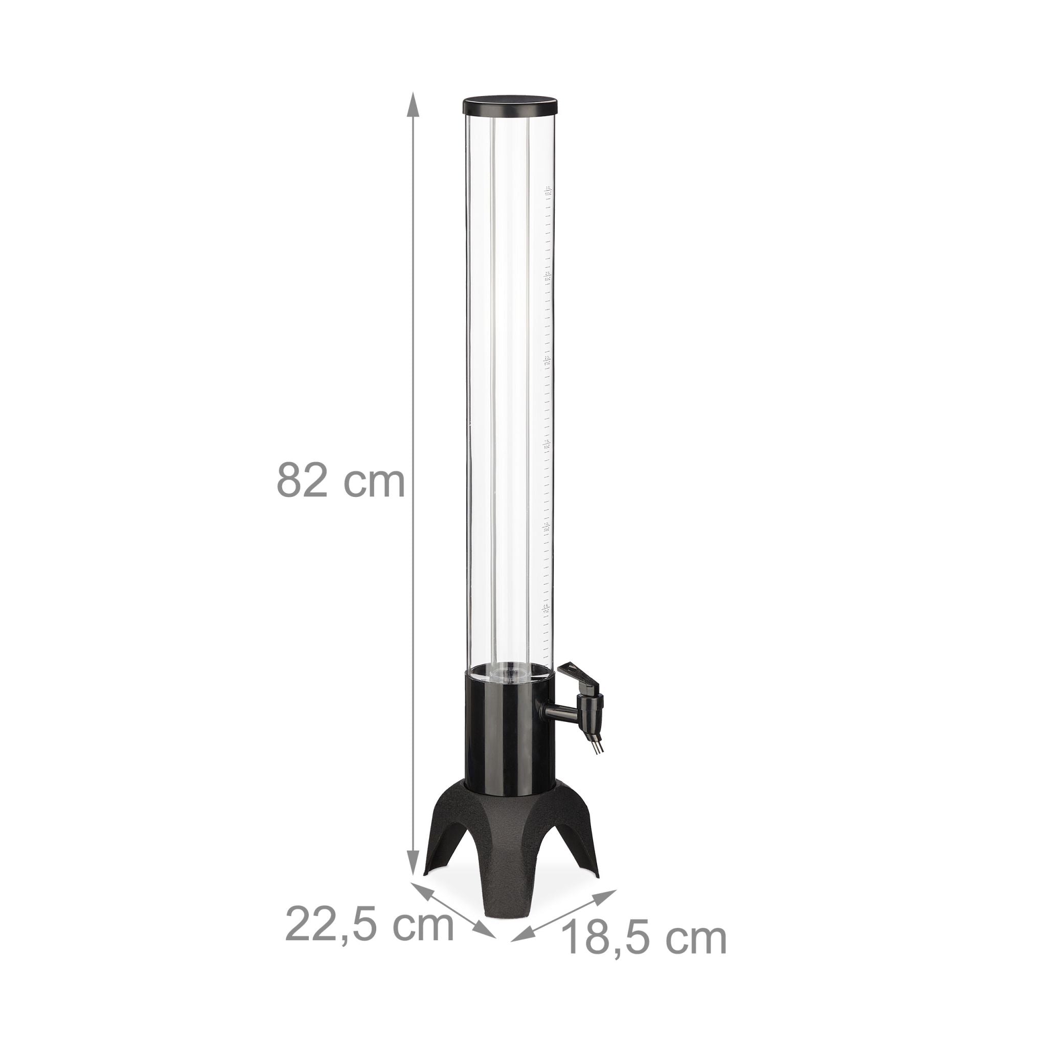 Biersäule mit Zapfhahn 2.5L Schwarz-Transparent von Relaxdays