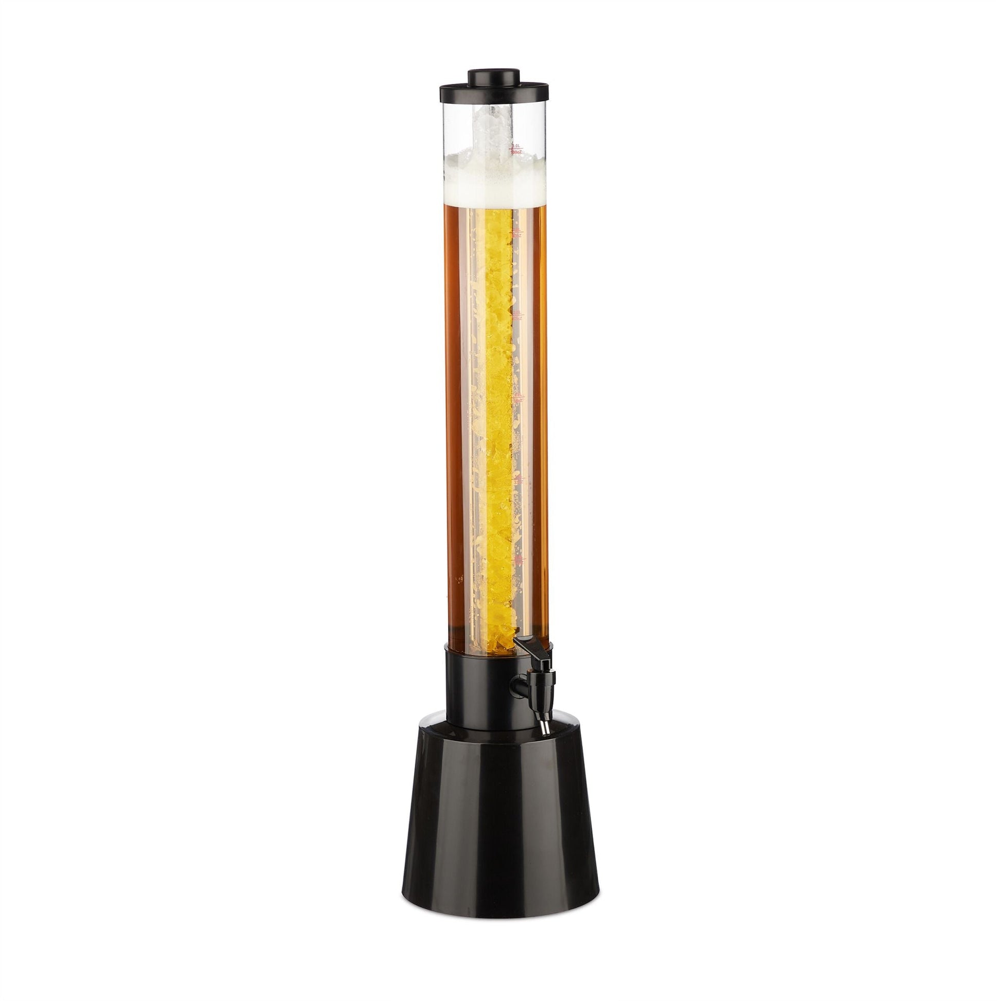 Biersäule mit Zapfhahn 3L Schwarz-Transparent von Relaxdays