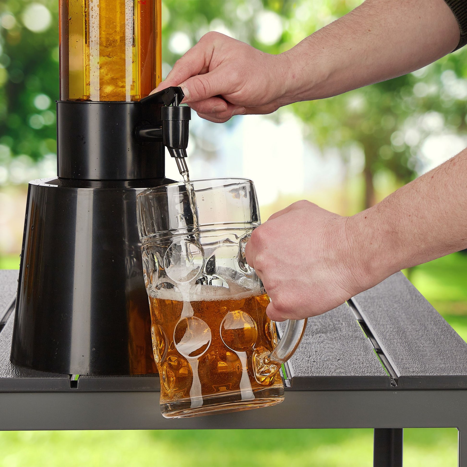 Biersäule mit Zapfhahn 3L Schwarz-Transparent von Relaxdays