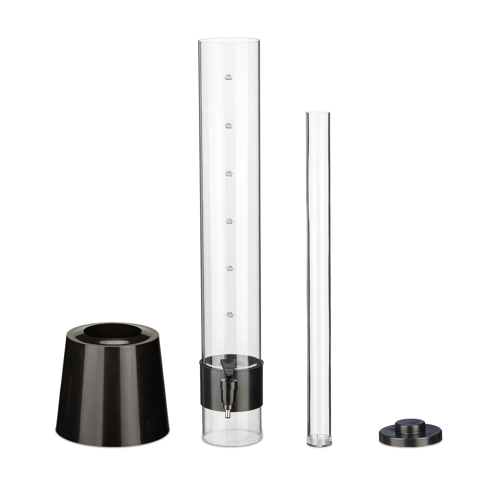 Biersäule mit Zapfhahn 3L Schwarz-Transparent von Relaxdays