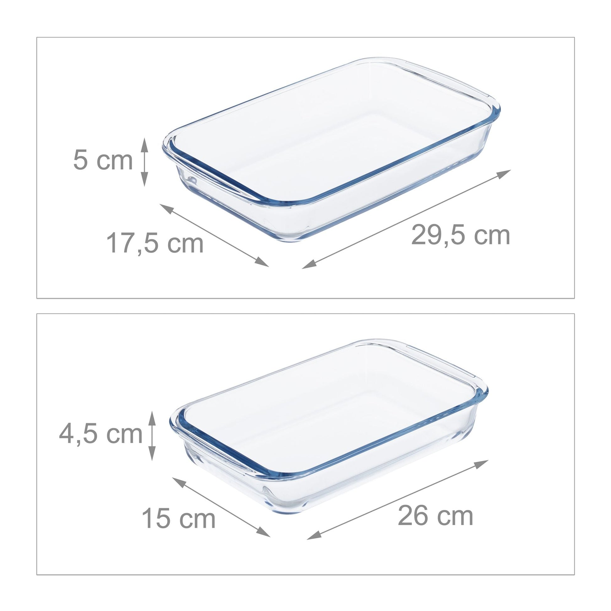 Auflaufform 2er-Set Glas Transparent von Relaxdays