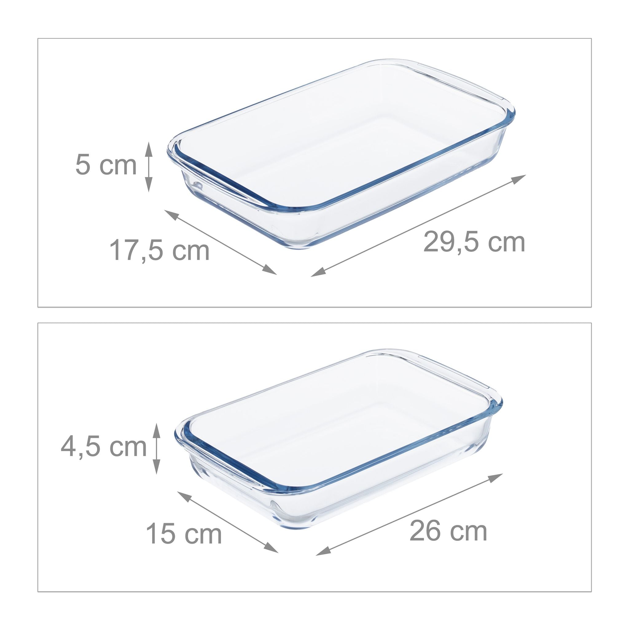 Auflaufform 2er-Set Glas Transparent von Relaxdays