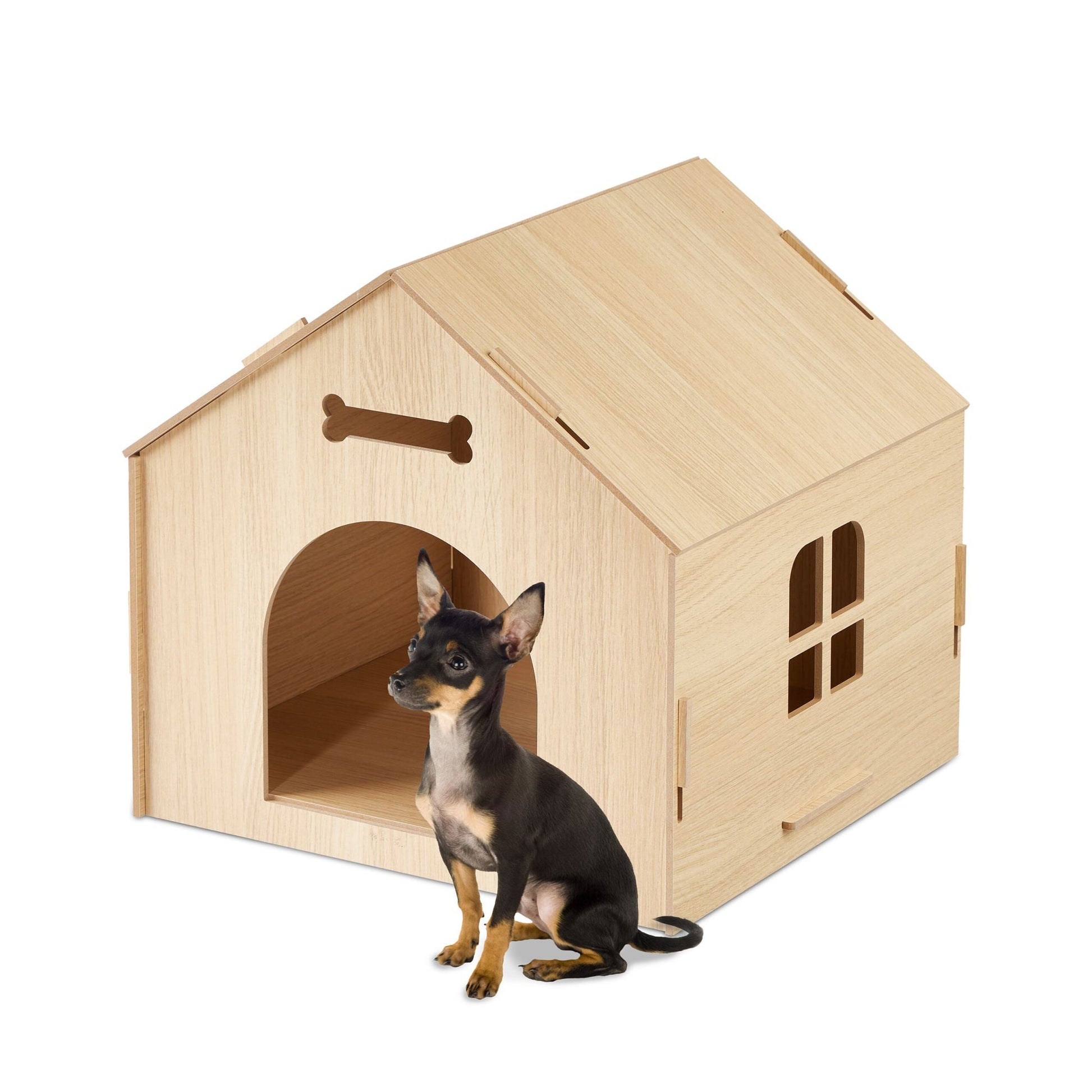 Indoor Hundehütte zum selber bauen Hellbraun von Relaxdays