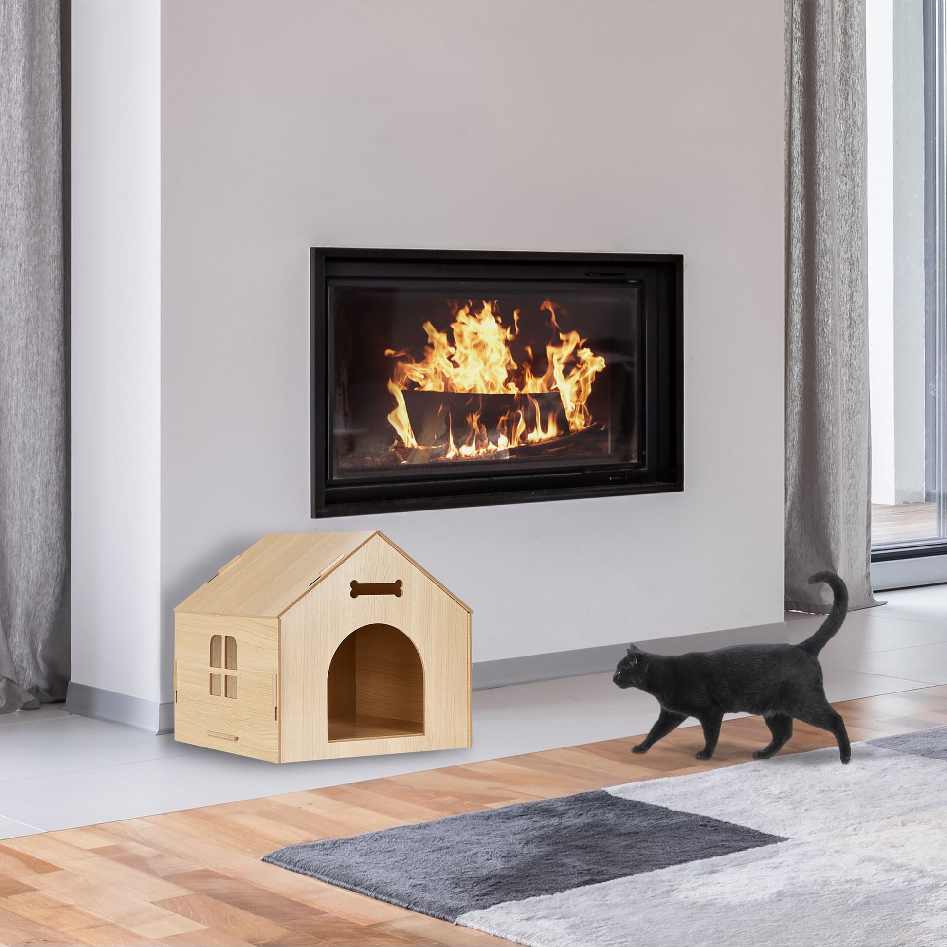 Indoor Hundehütte zum selber bauen Hellbraun von Relaxdays