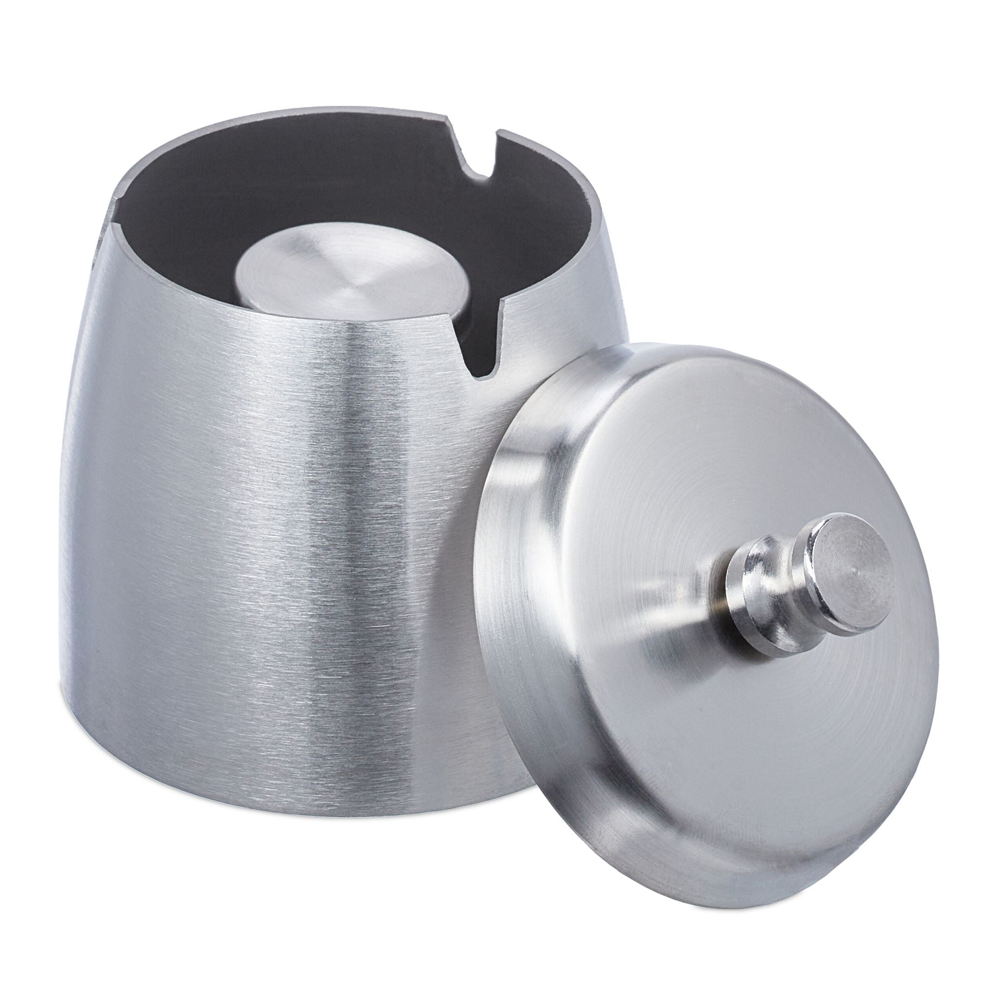Aschenbecher mit Deckel für draussen Silber von Relaxdays