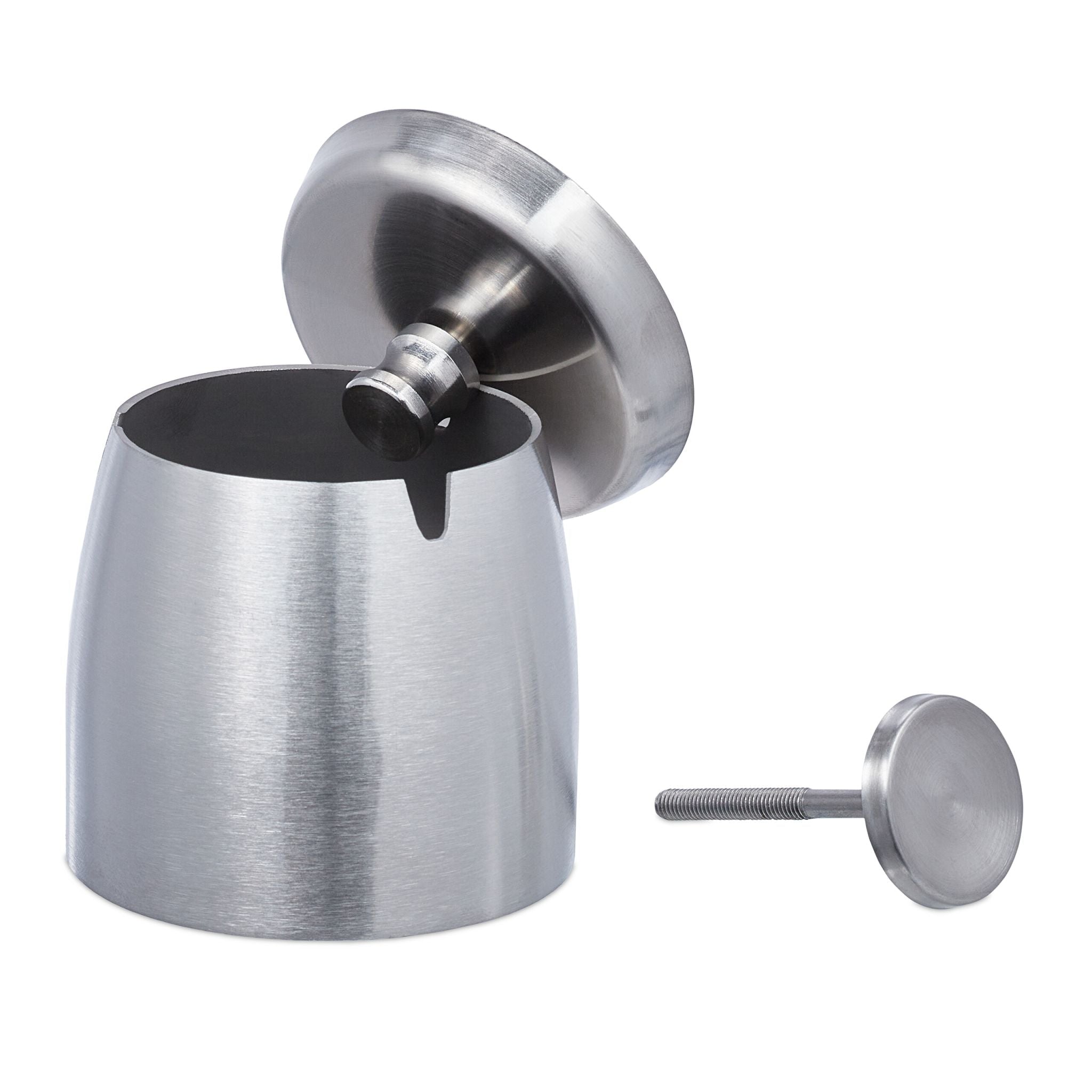Aschenbecher mit Deckel für draussen Silber von Relaxdays