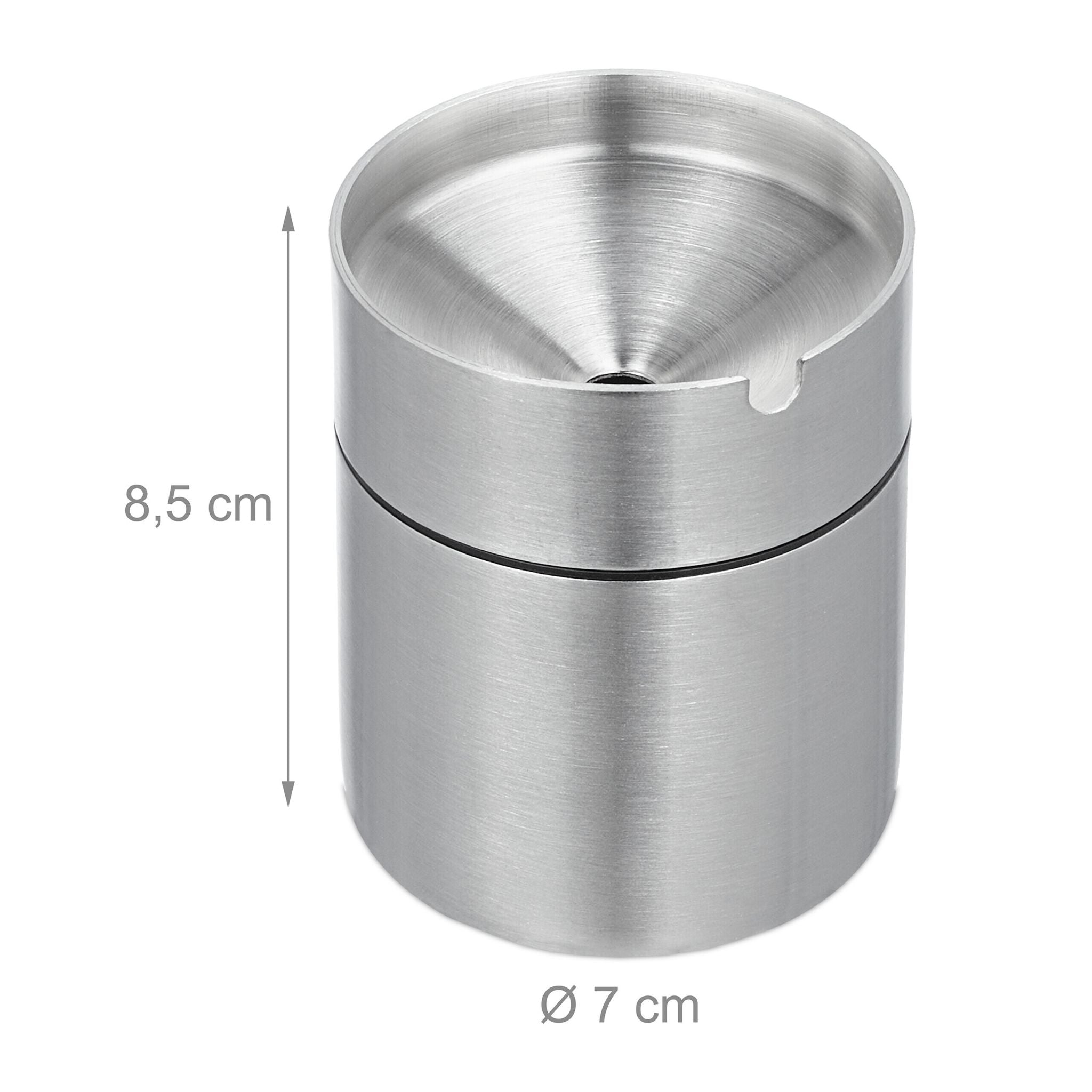 Aschenbecher mit Deckel Schwarz-Silber von Relaxdays