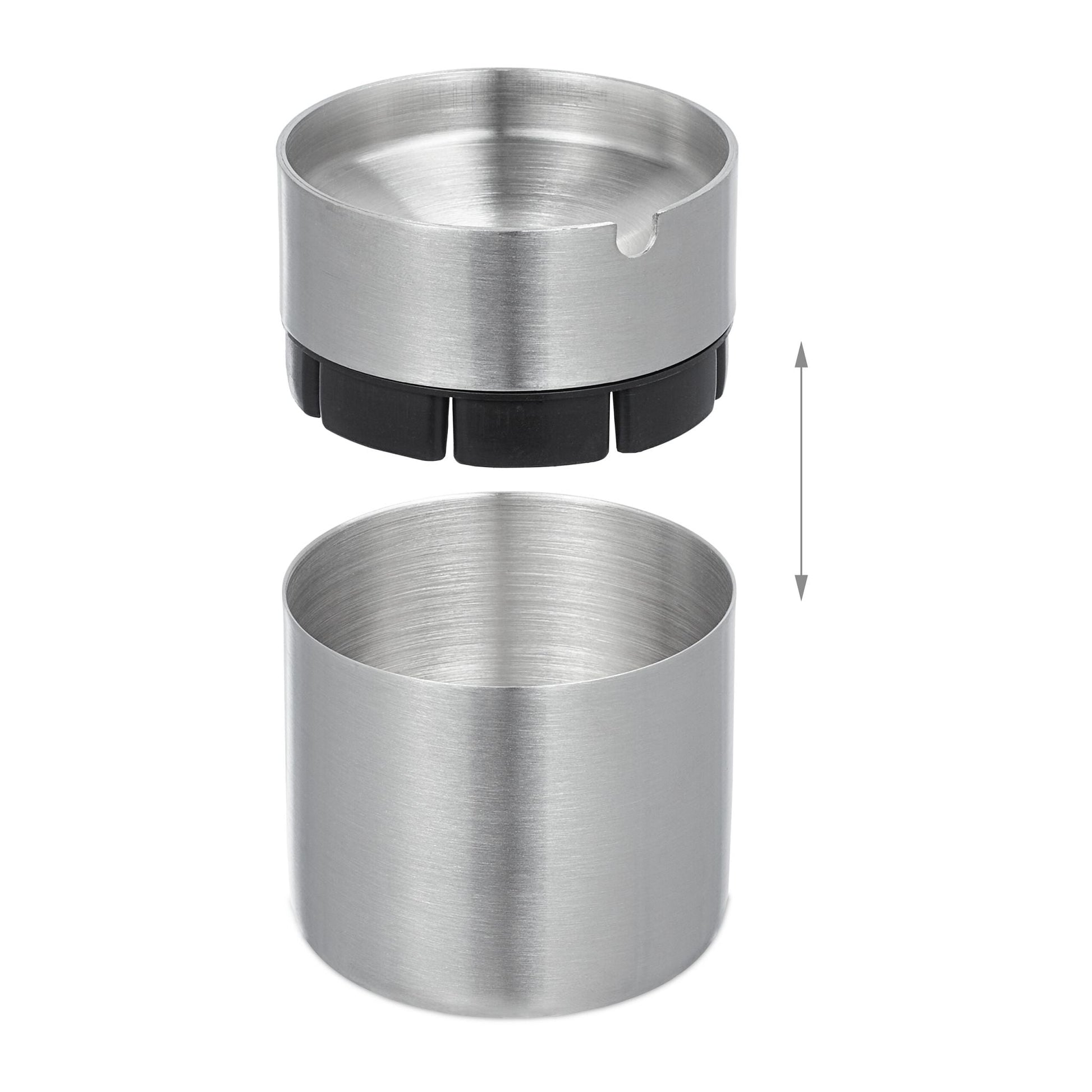 Aschenbecher mit Deckel Schwarz-Silber von Relaxdays