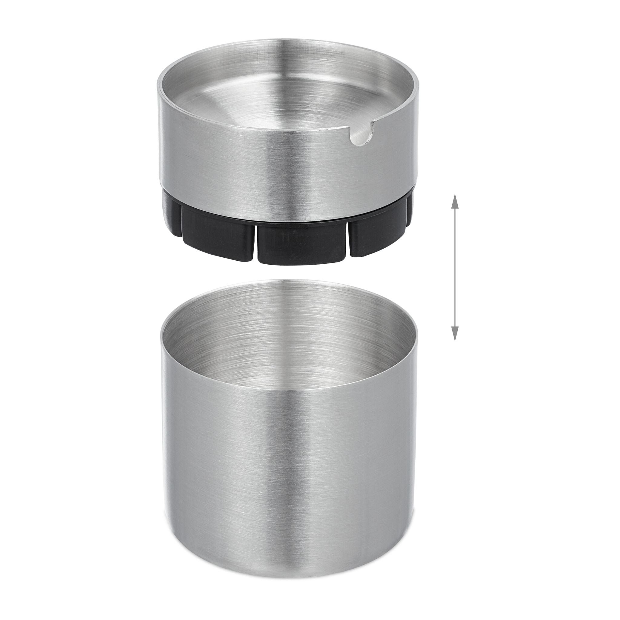 Aschenbecher mit Deckel Schwarz-Silber von Relaxdays