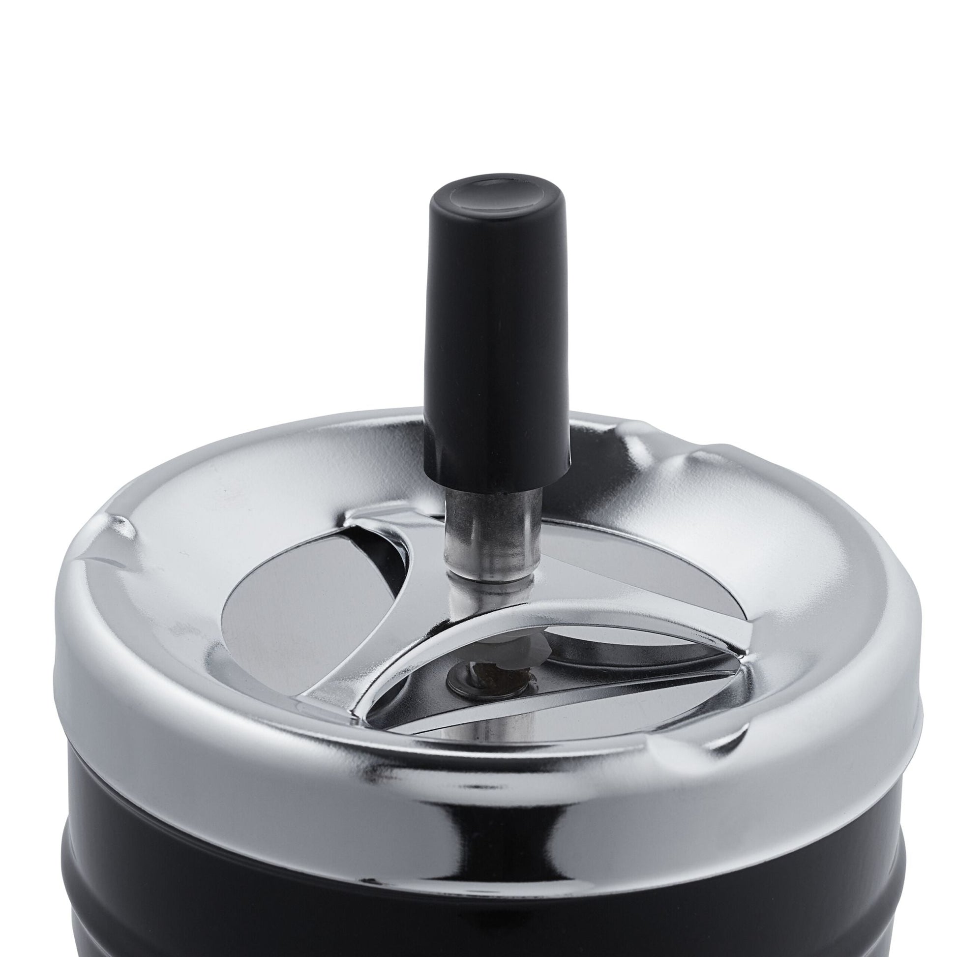 Aschenbecher mit Drehdeckel Schwarz-Silber von Relaxdays