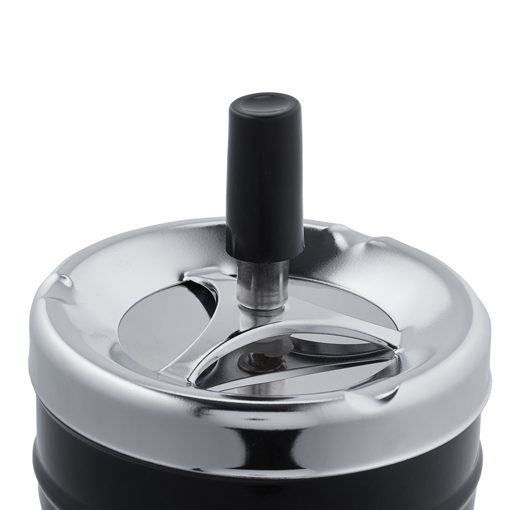 Aschenbecher mit Drehdeckel Schwarz-Silber von Relaxdays