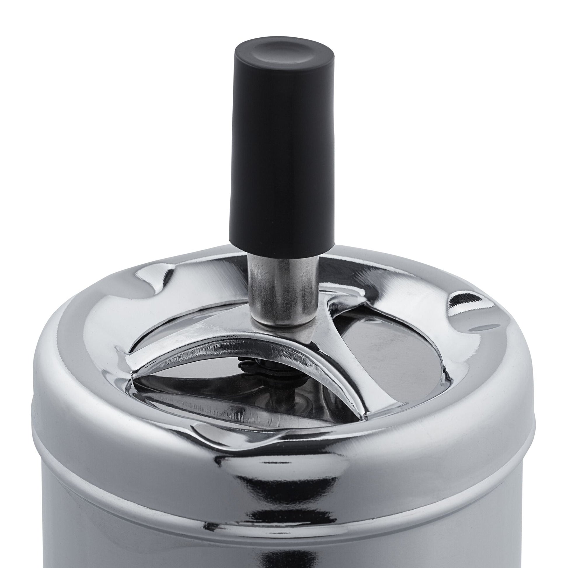 Aschenbecher mit Drehdeckel Schwarz-Silber von Relaxdays