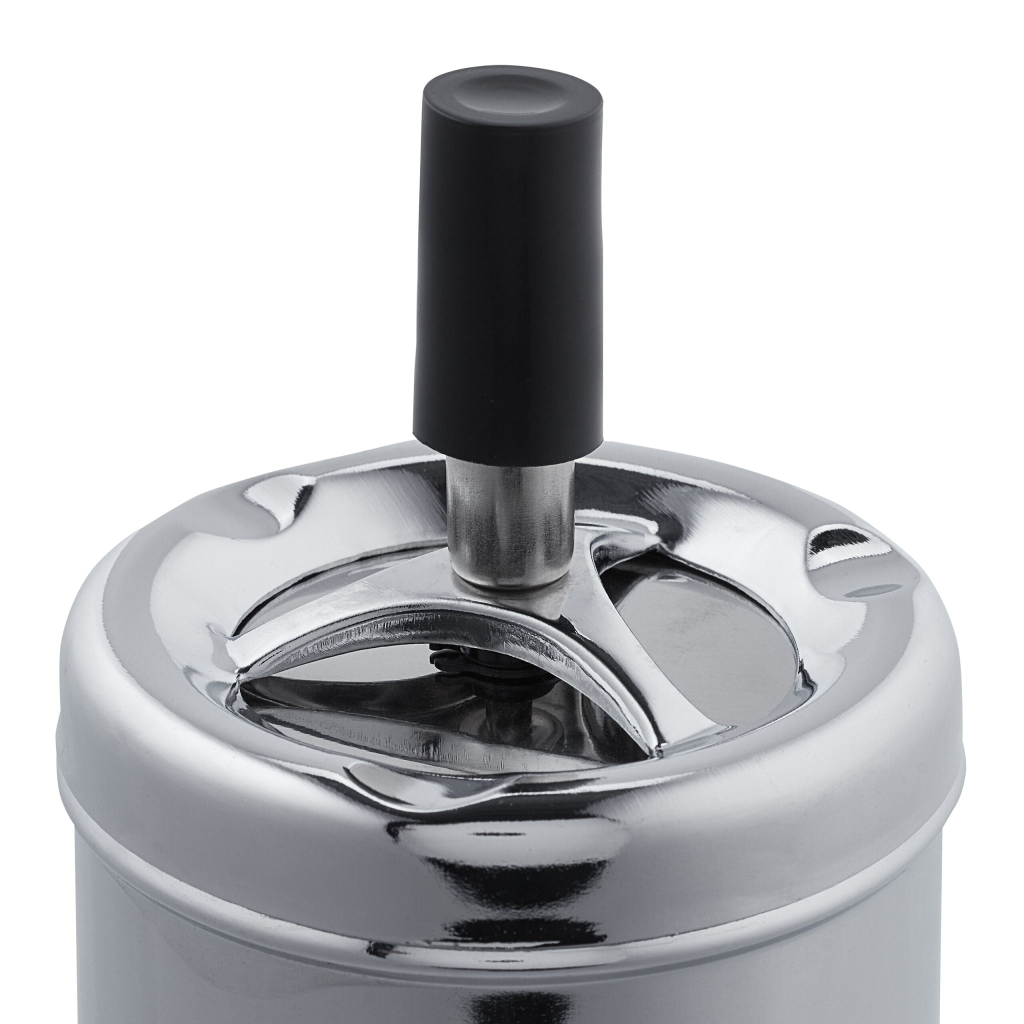 Aschenbecher mit Drehdeckel Schwarz-Silber von Relaxdays