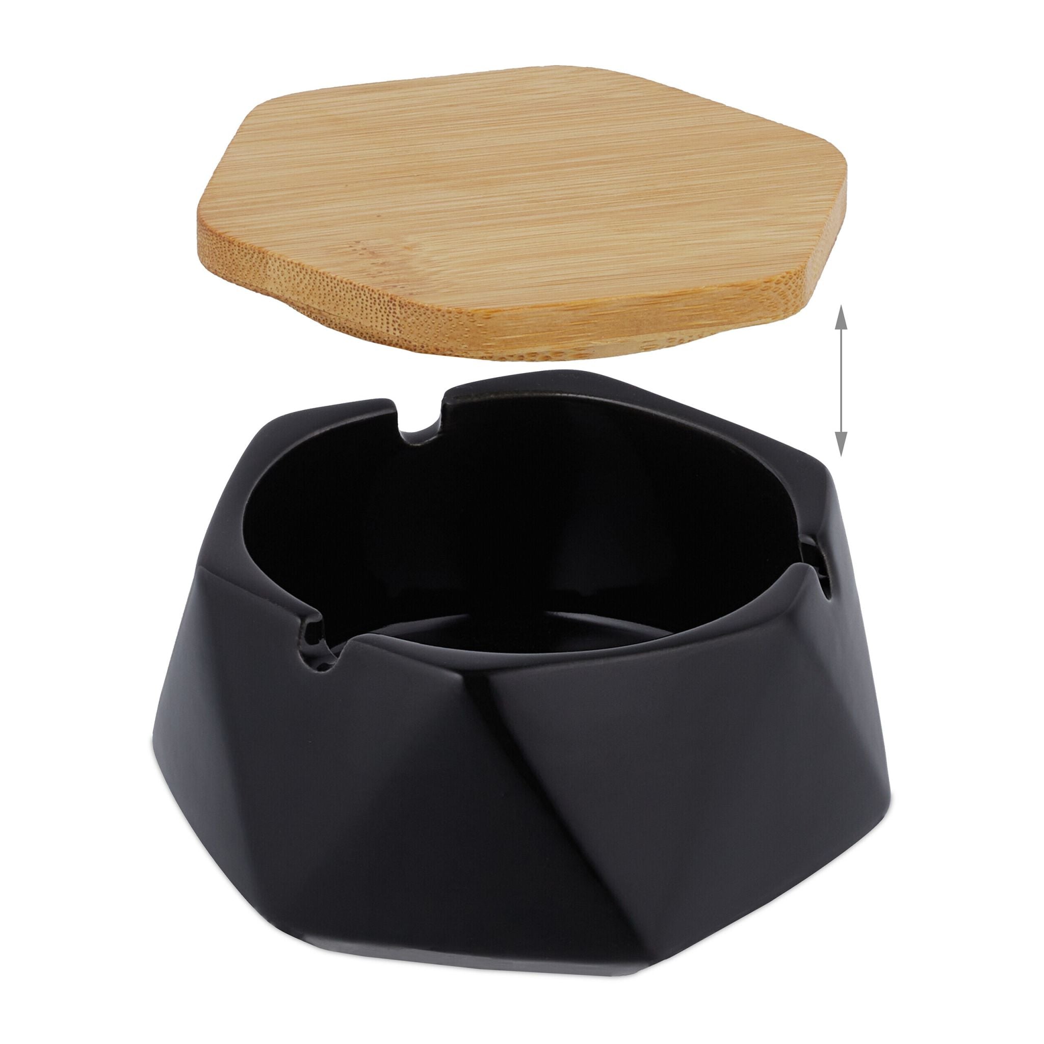 Aschenbecher mit Deckel Hellbraun-Schwarz von Relaxdays