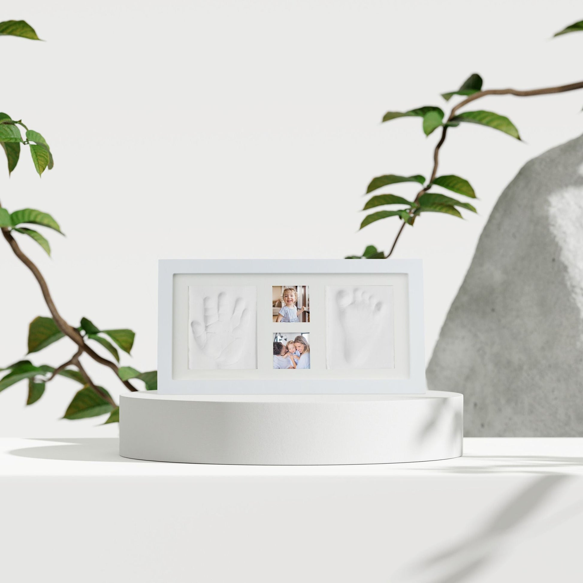 Baby Gipsabdruck Set mit Bilderrahmen Weiss von Relaxdays