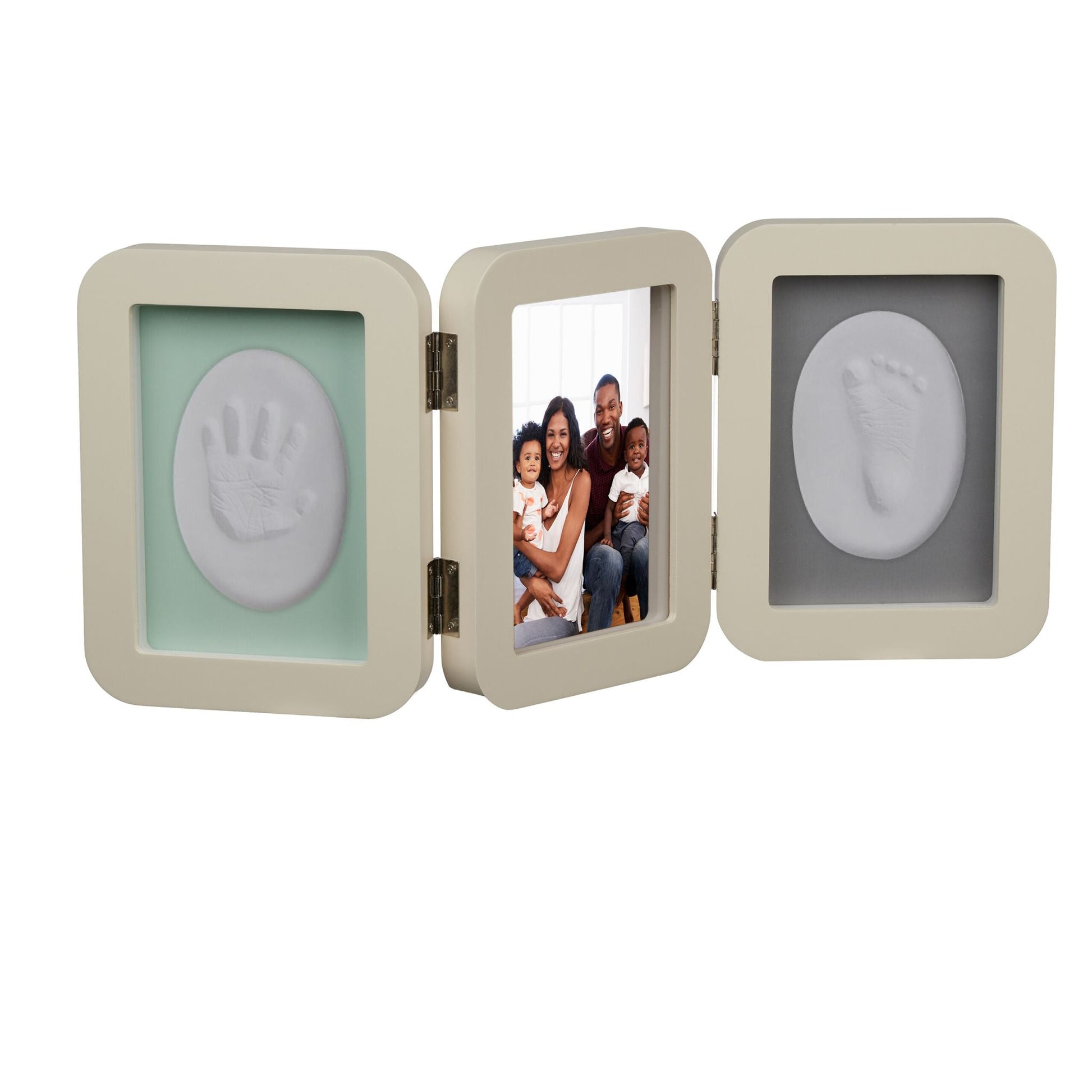 Baby Gipsabdruck Set mit Bilderrahmen Creme von Relaxdays