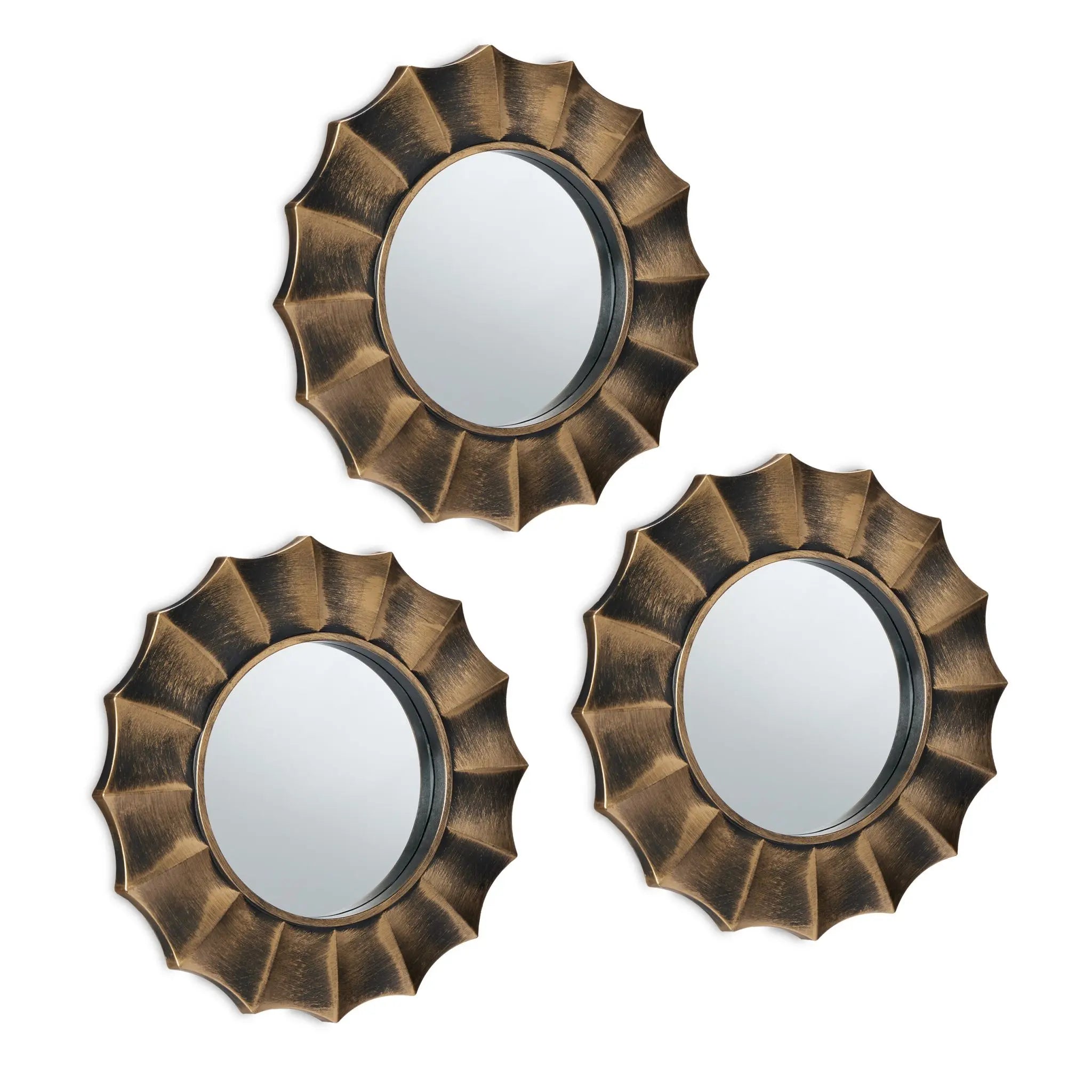 Spiegel 3er-Set Ornament Gold-Schwarz von Relaxdays