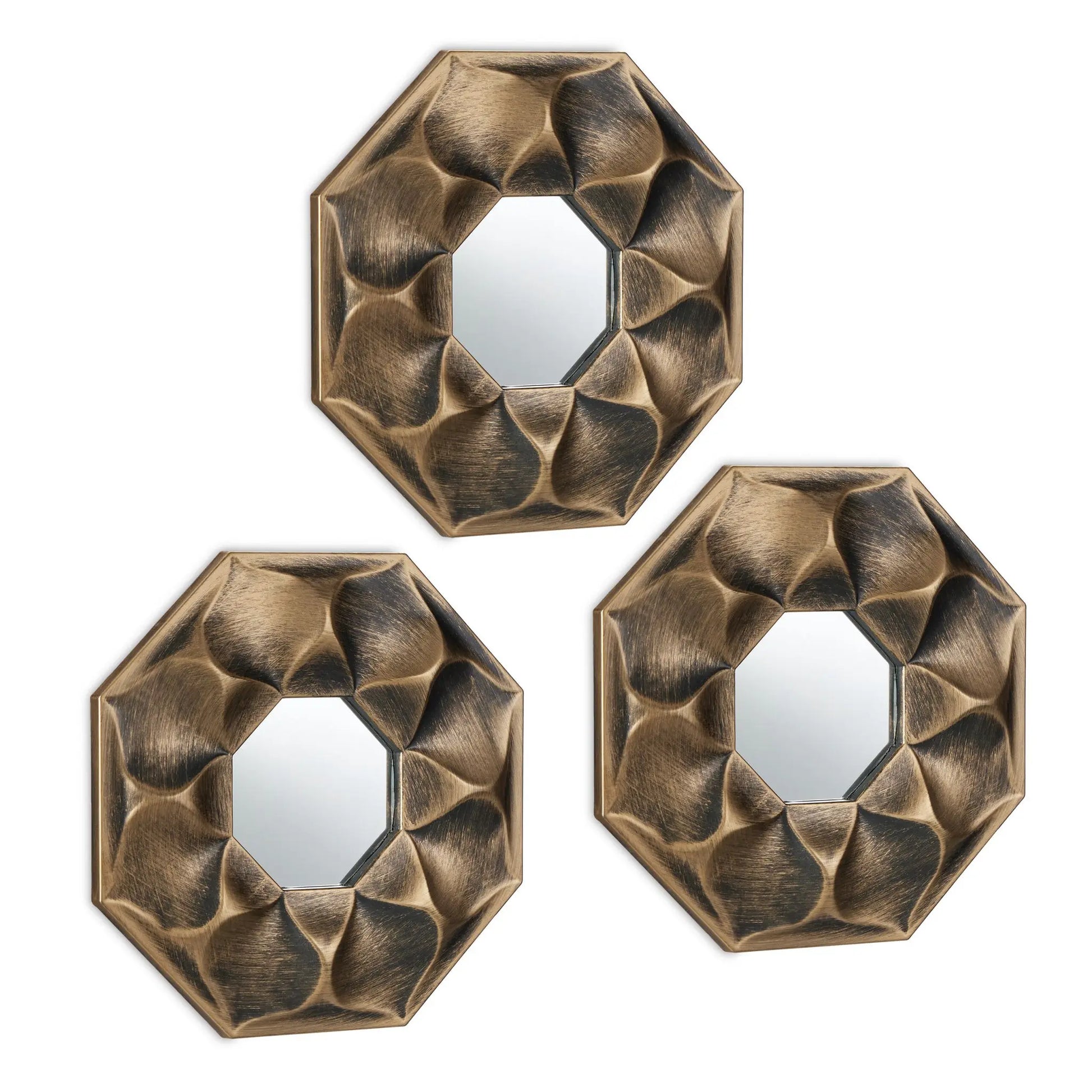 Spiegel 3er-Set Blume Gold-Schwarz von Relaxdays