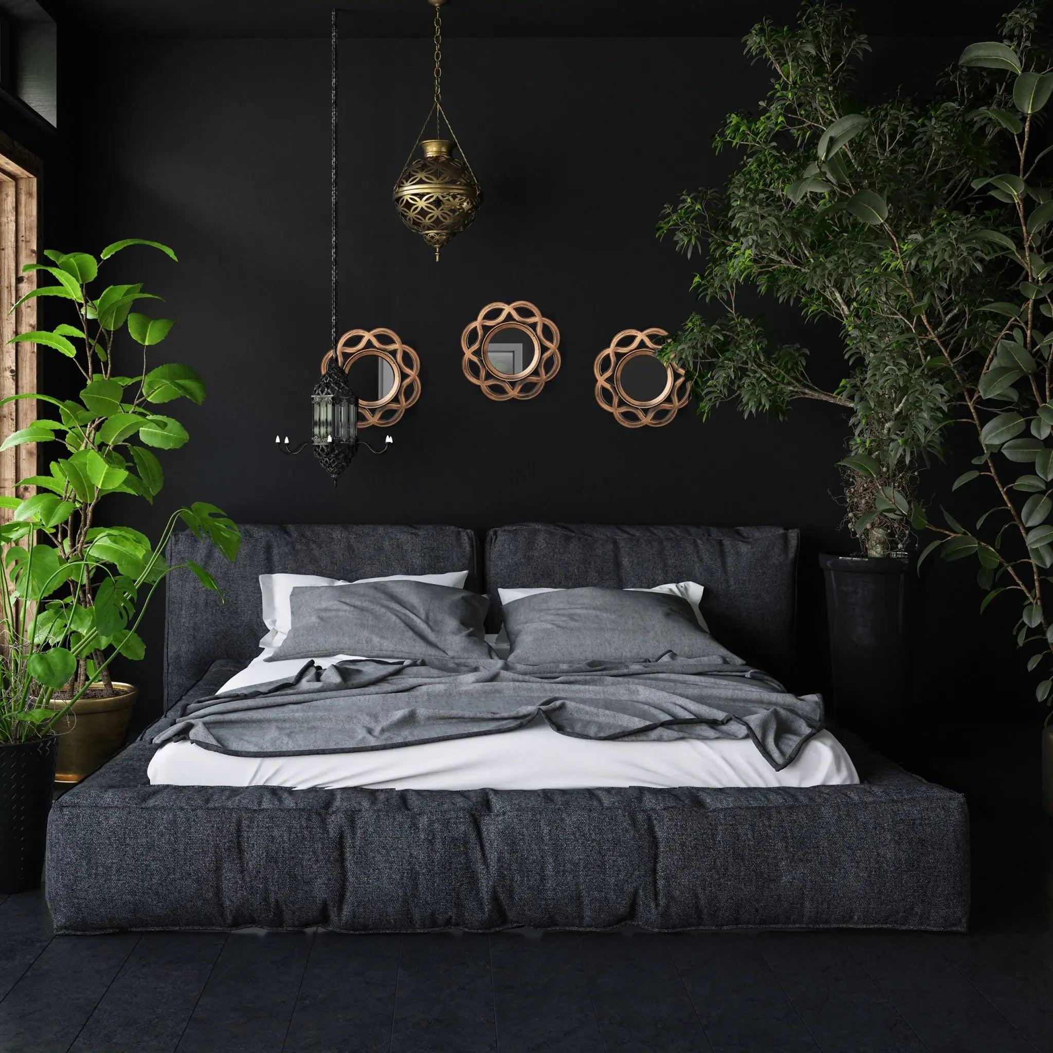 Deko Spiegel 3er-Set Gold-Schwarz von Relaxdays