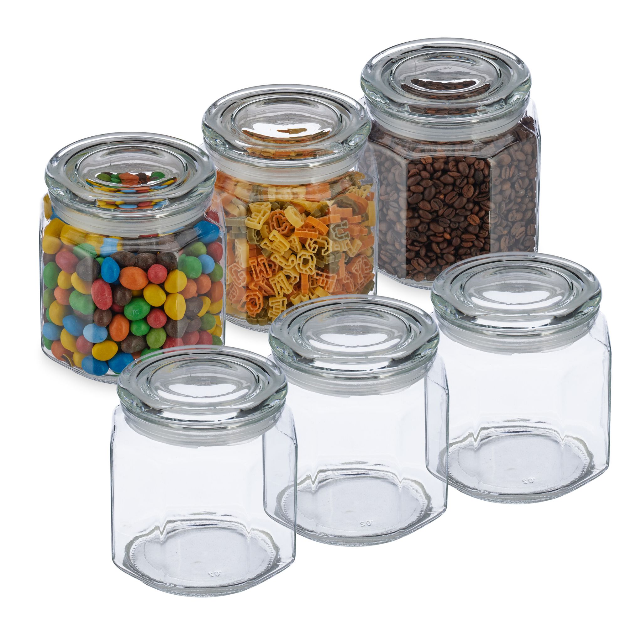 Vorratsgläser mit Deckel 1300ml 6er-Set Transparent